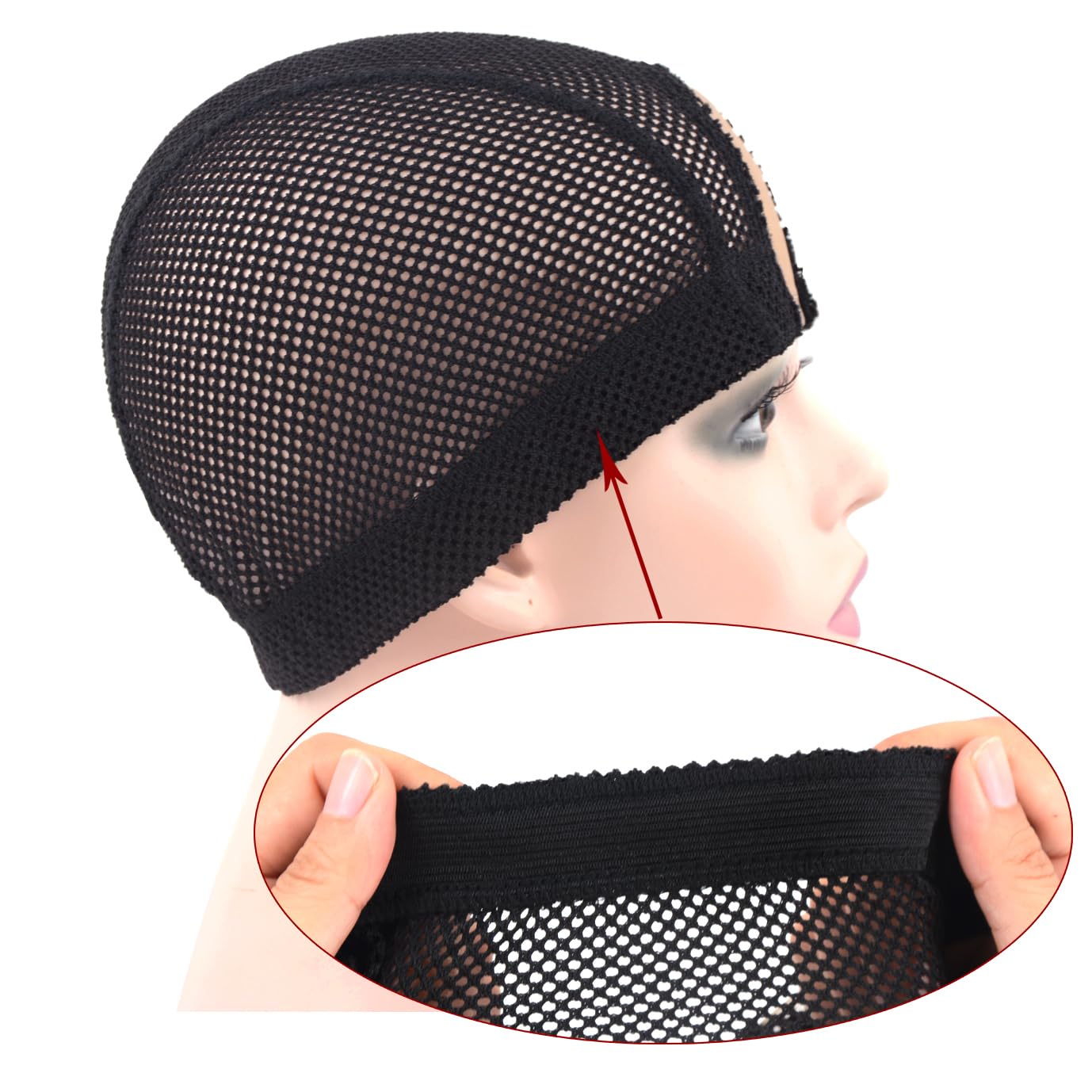 Side view of Ytbyt U part wig cap showing adjustable fit