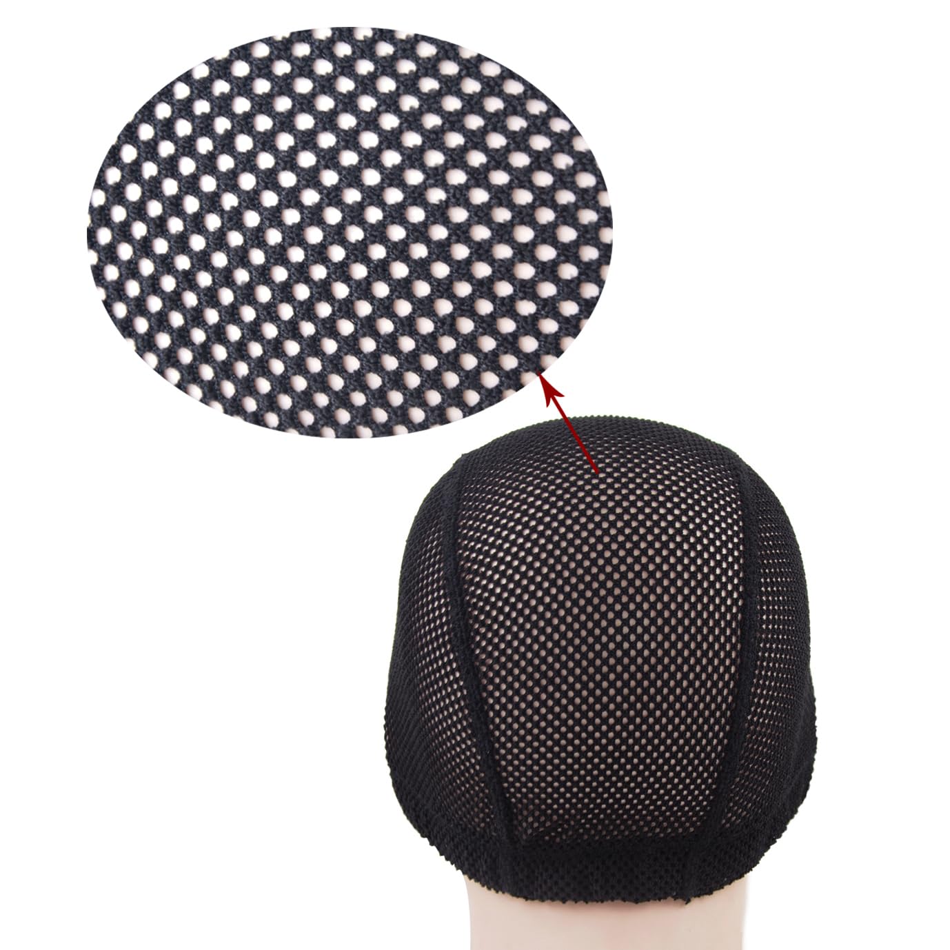 Detailed view of U part lace mesh wig cap