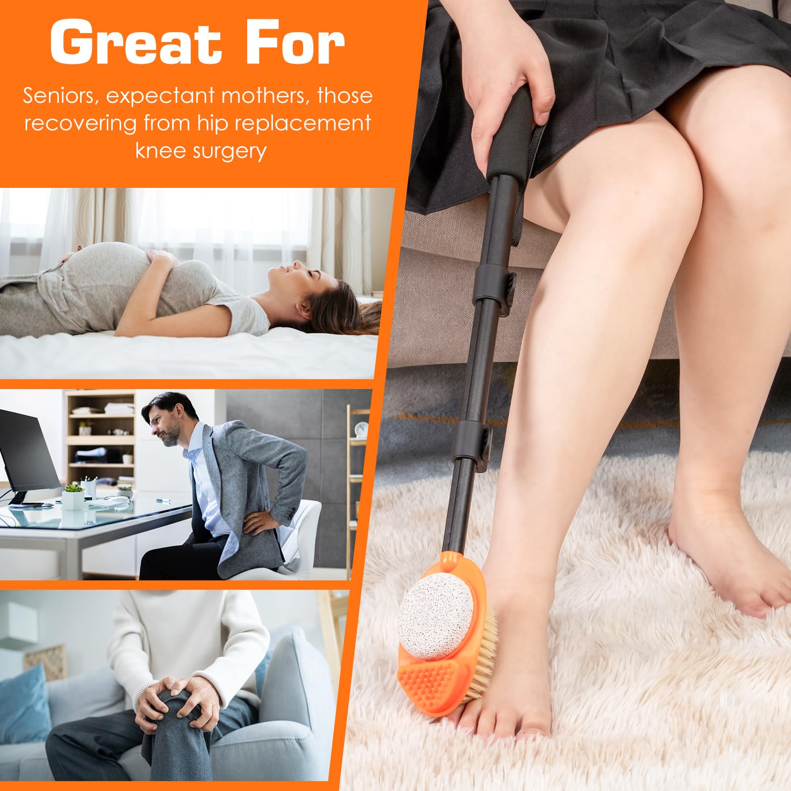 Full length view of the adjustable 28 inch foot scrubber