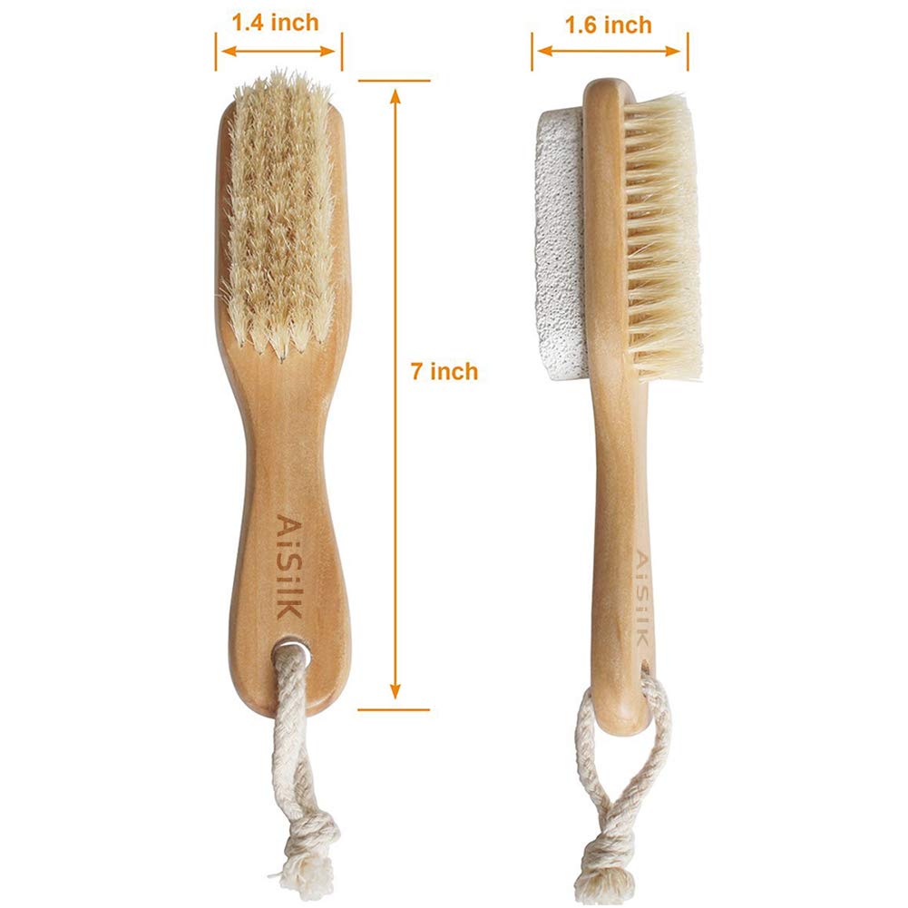 Aisilk dual-sided wooden pedicure brush and stone