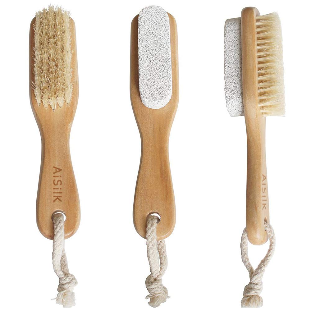 Side view of Aisilk foot brush showing soft bristles