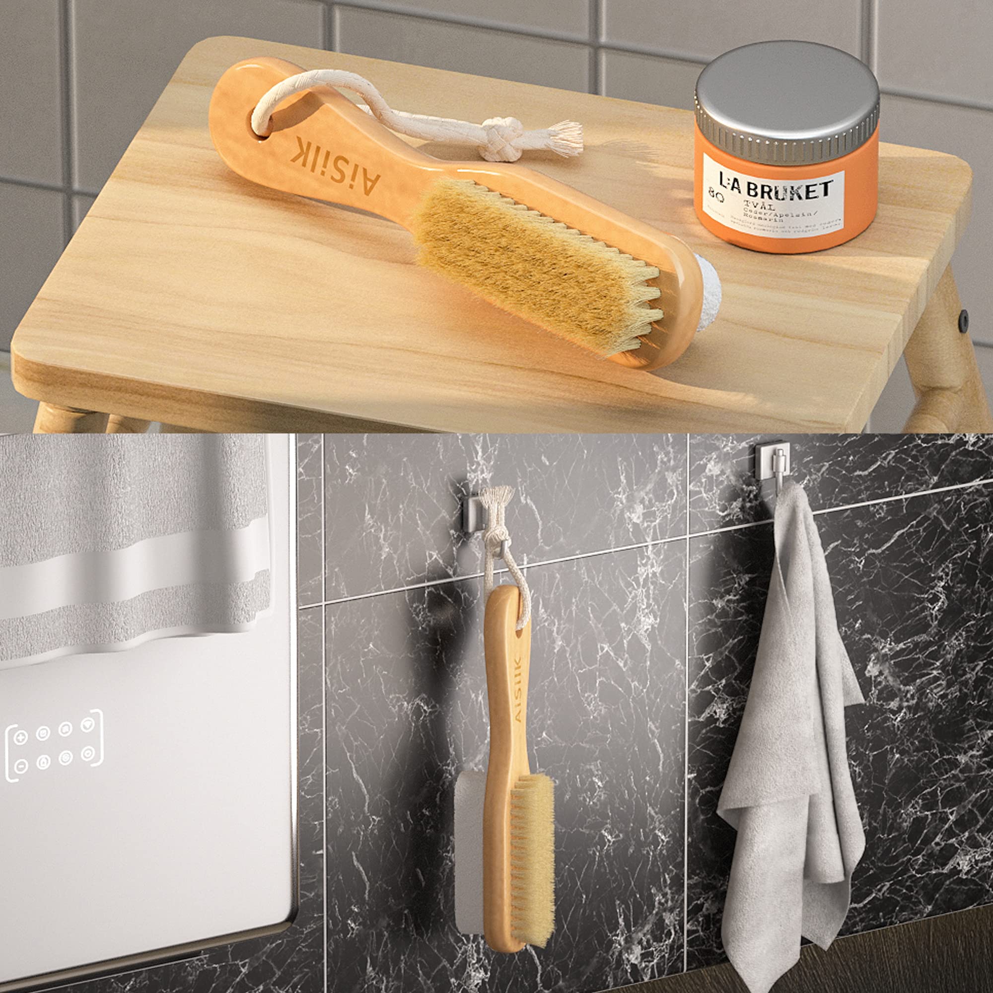 Ergonomic wooden handle of Aisilk foot care tool