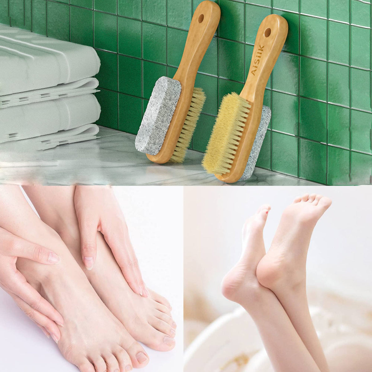 Spa and shower use of Aisilk natural foot brush
