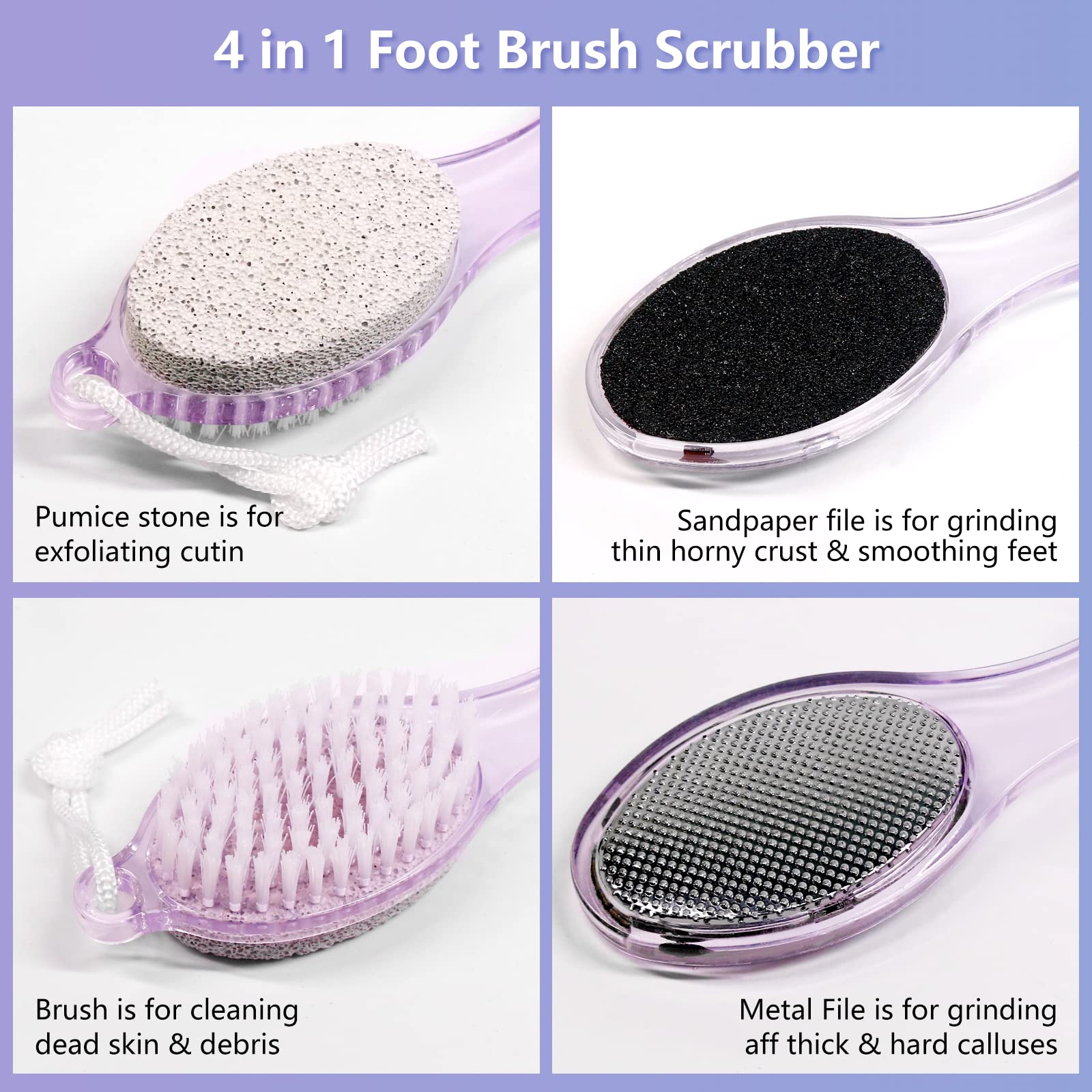 Demonstration of Fangze pumice stone brush usage on heels