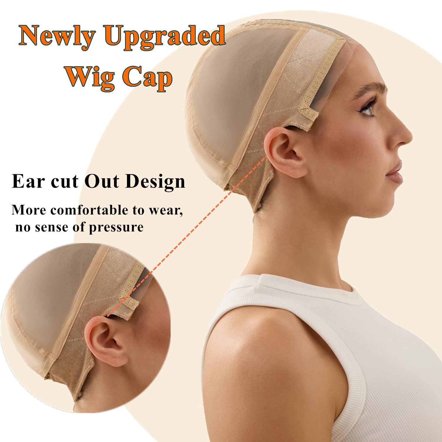 Close-up of the built-in adjustable velvet band on the non-slip wig cap.