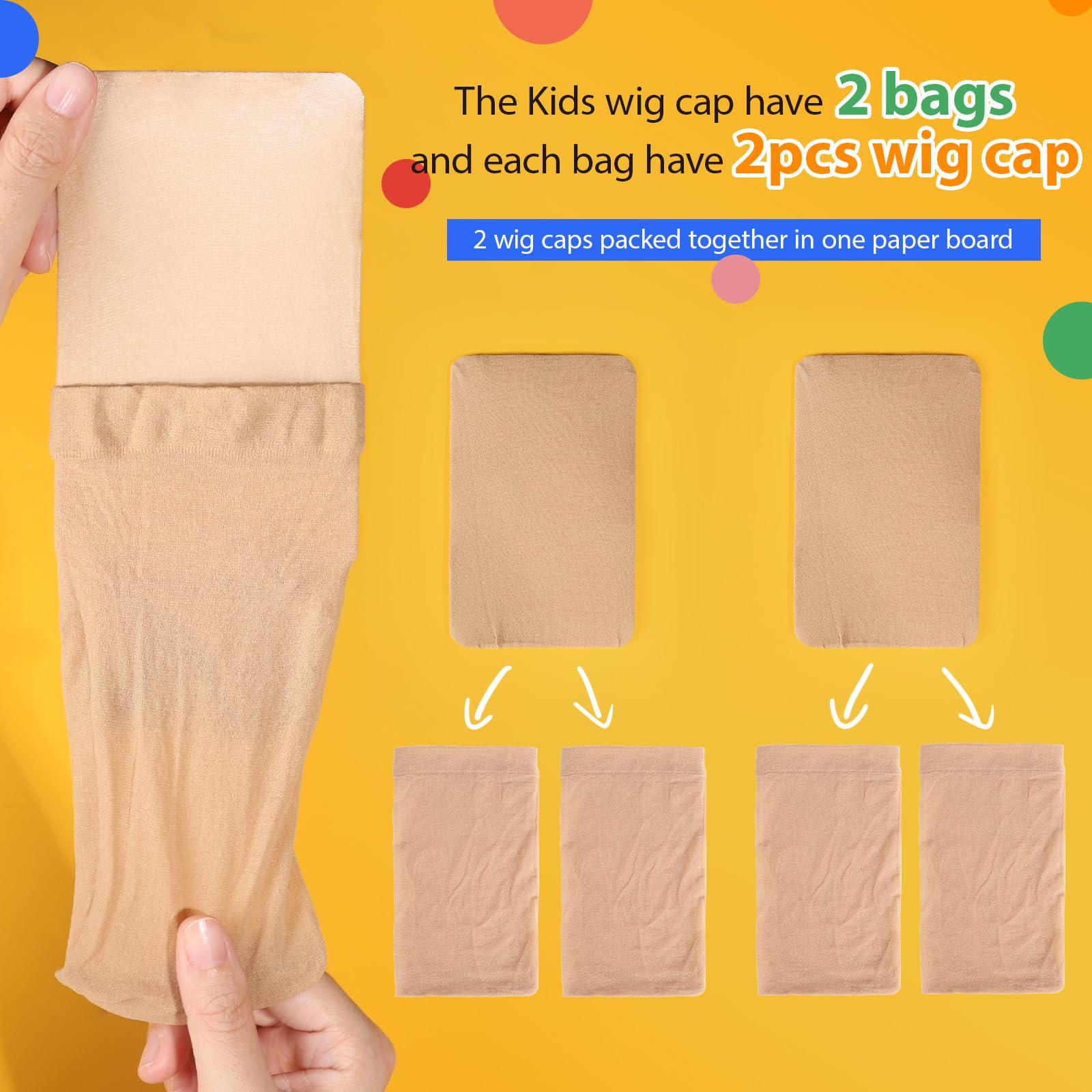 Fandamei 4PCS kids wig cap packaging
