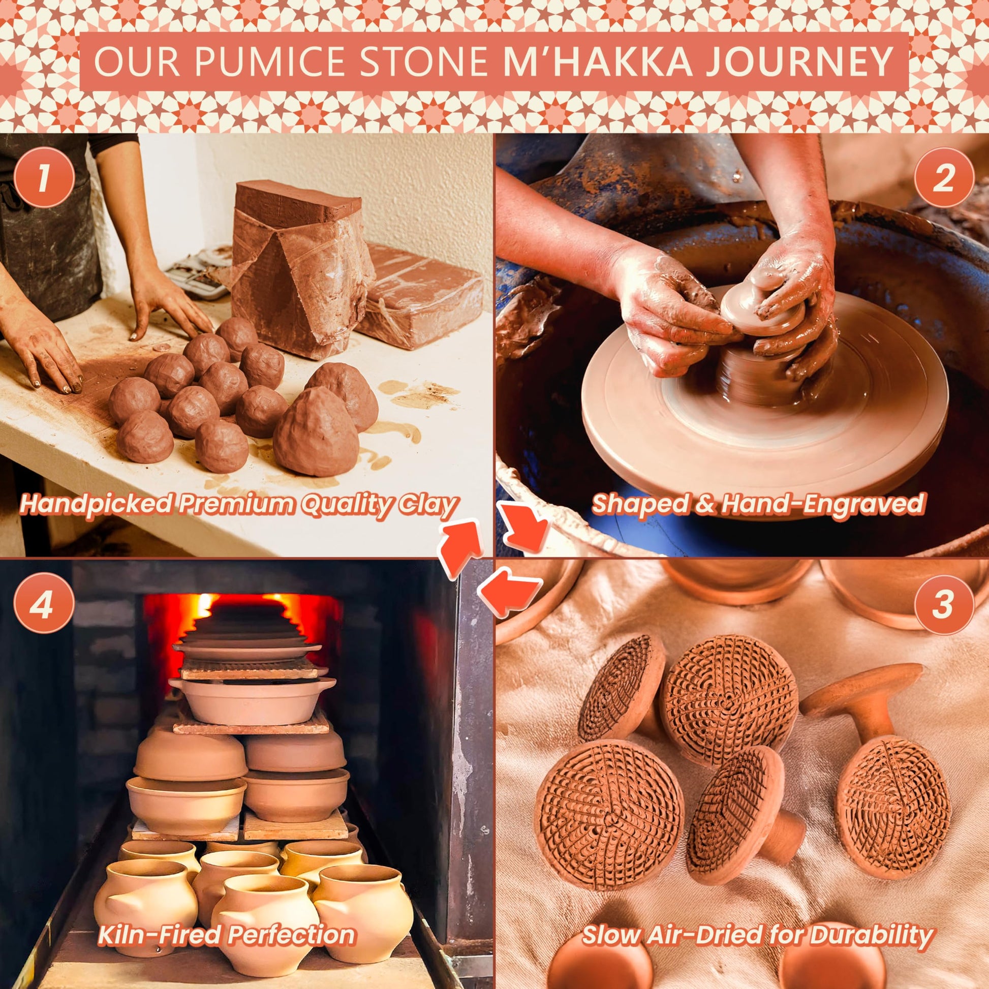 Eco friendly terracotta foot scrubber for shower use