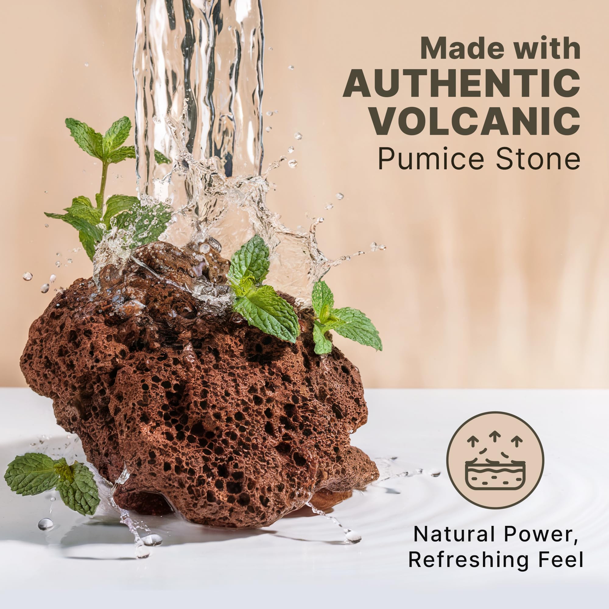 Extra large natural foot scrubber stone held in hand illustrating ergonomic shape and sizing.