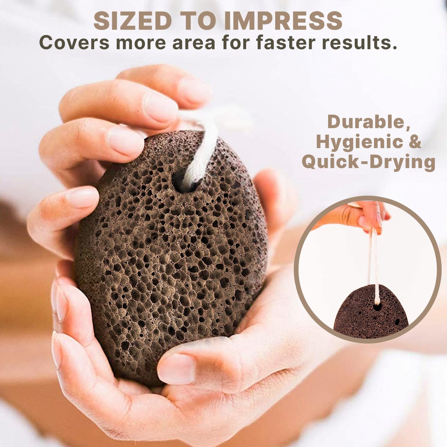 Natural lava stone pedicure exfoliator placed next to water showing proper wet usage preparation.