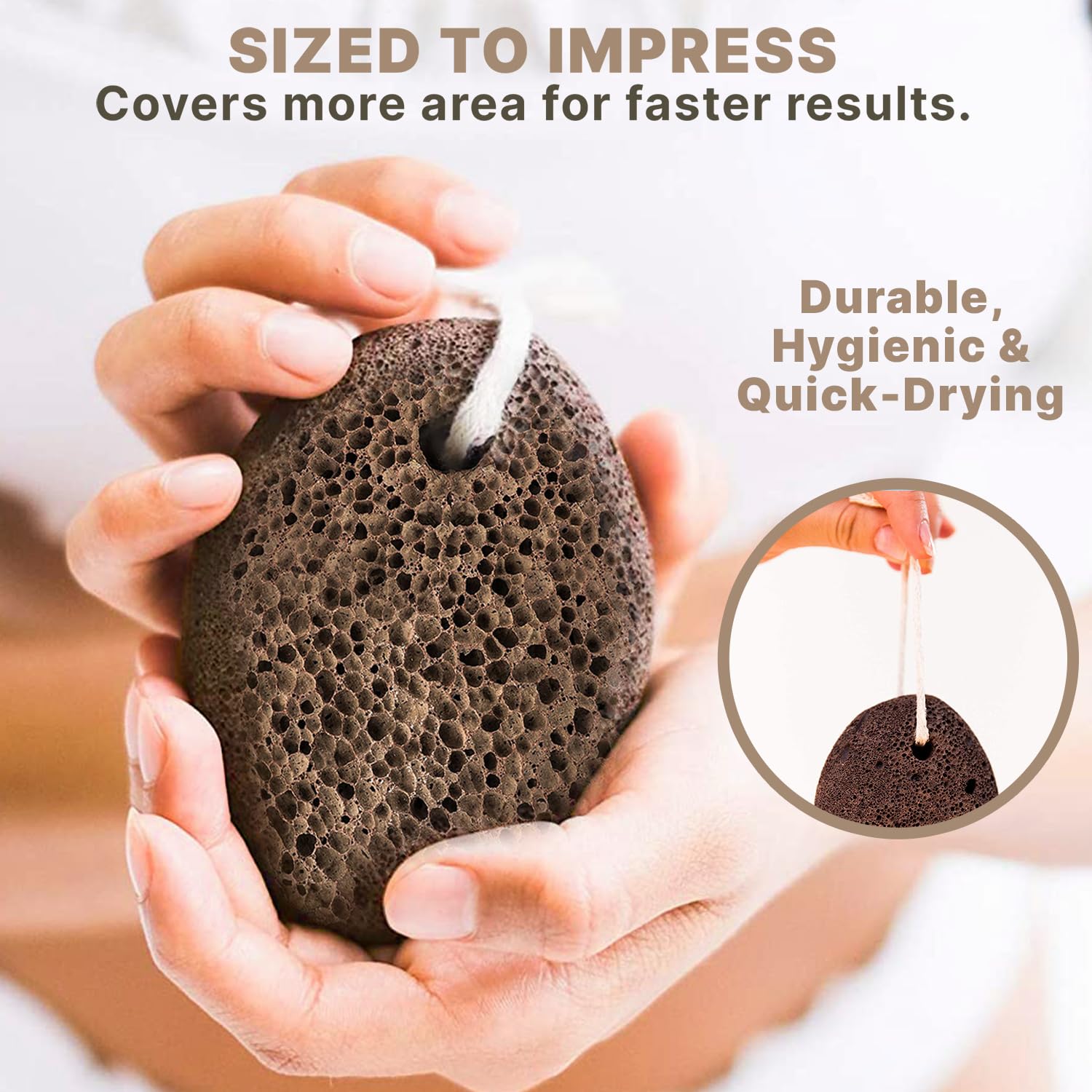 Natural lava stone pedicure exfoliator placed next to water showing proper wet usage preparation.