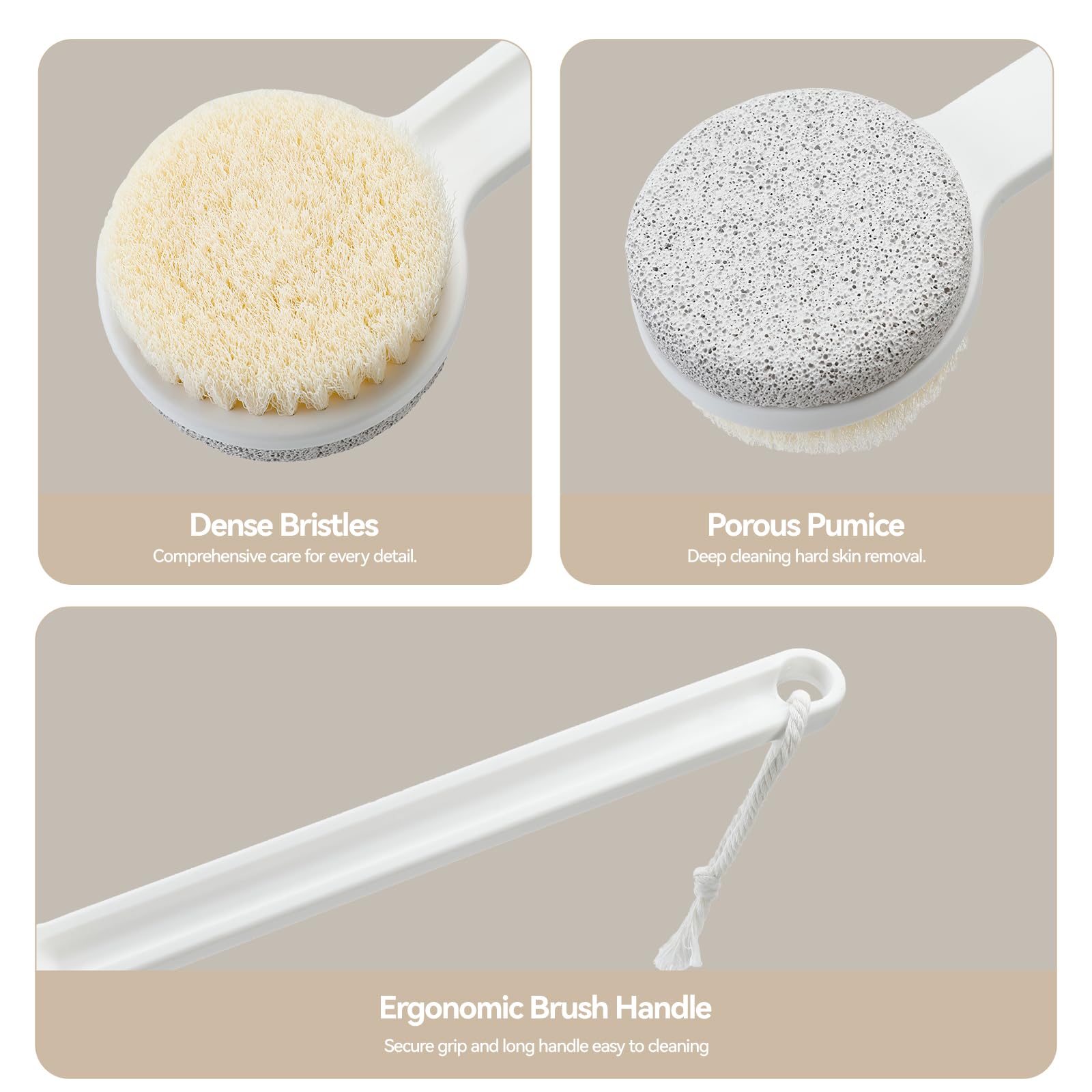 Close up of pumice stone surface and scrubbing bristles