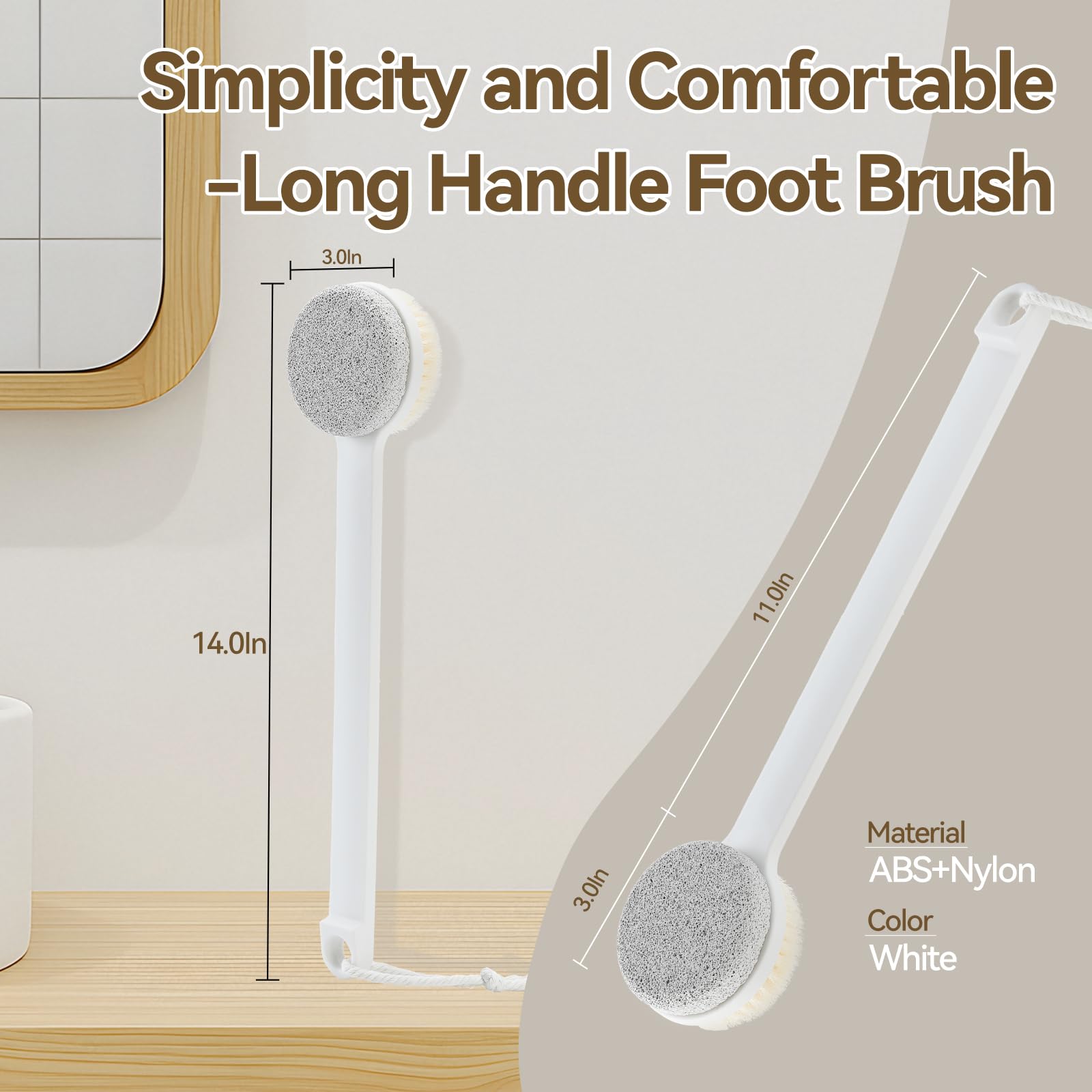 Long handle design of foot scrubber for easy reach