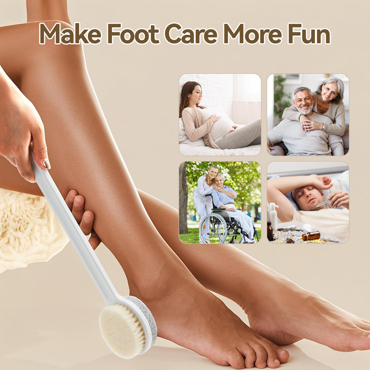 Ergonomic grip detail of foot pumice cleaning tool