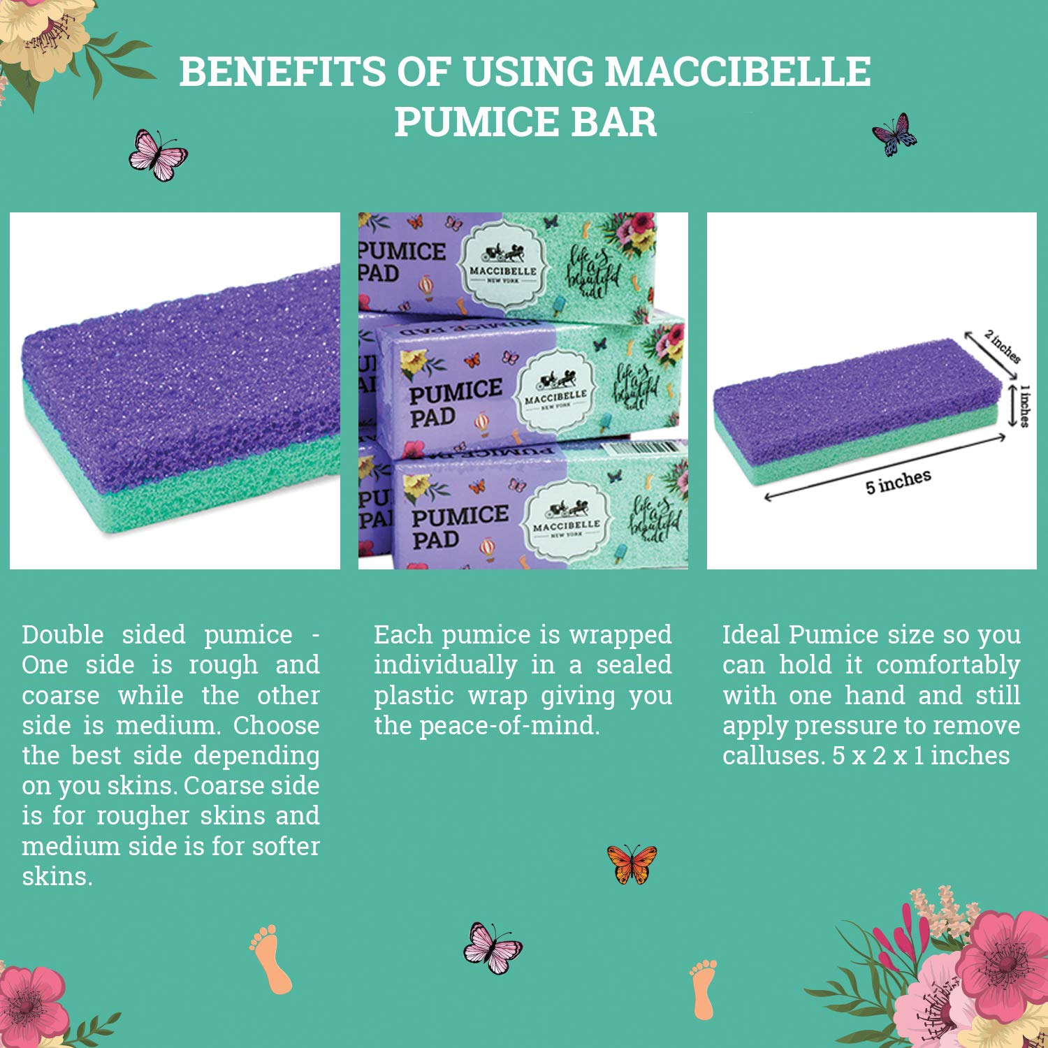 Person using Maccibelle pumice stone on heel for smooth skin