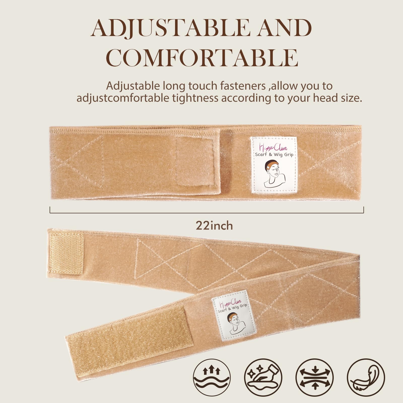 Premium non slip wig gripper accessory alongside four breathable mesh wig caps.