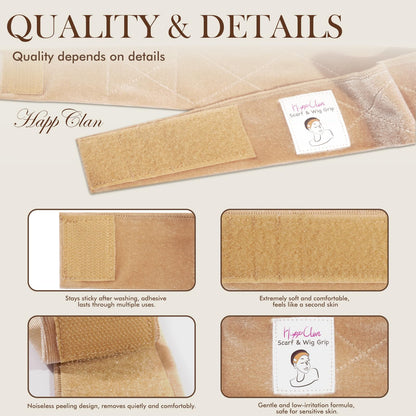 Close up of the adjustable velcro closure on the beige blonde velour hair band.