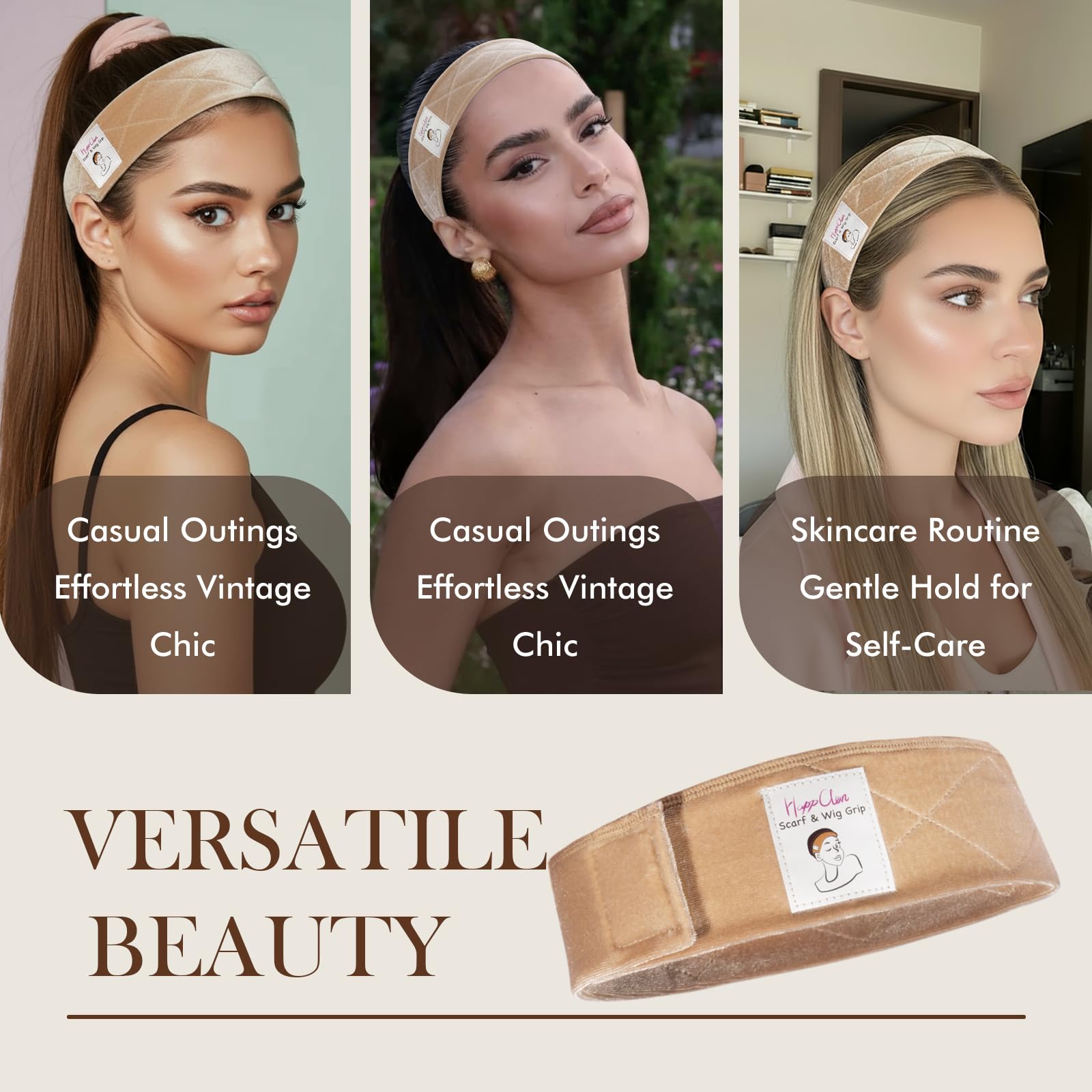 Complete set of two velvet wig grips and four mesh caps for secure daily wear.