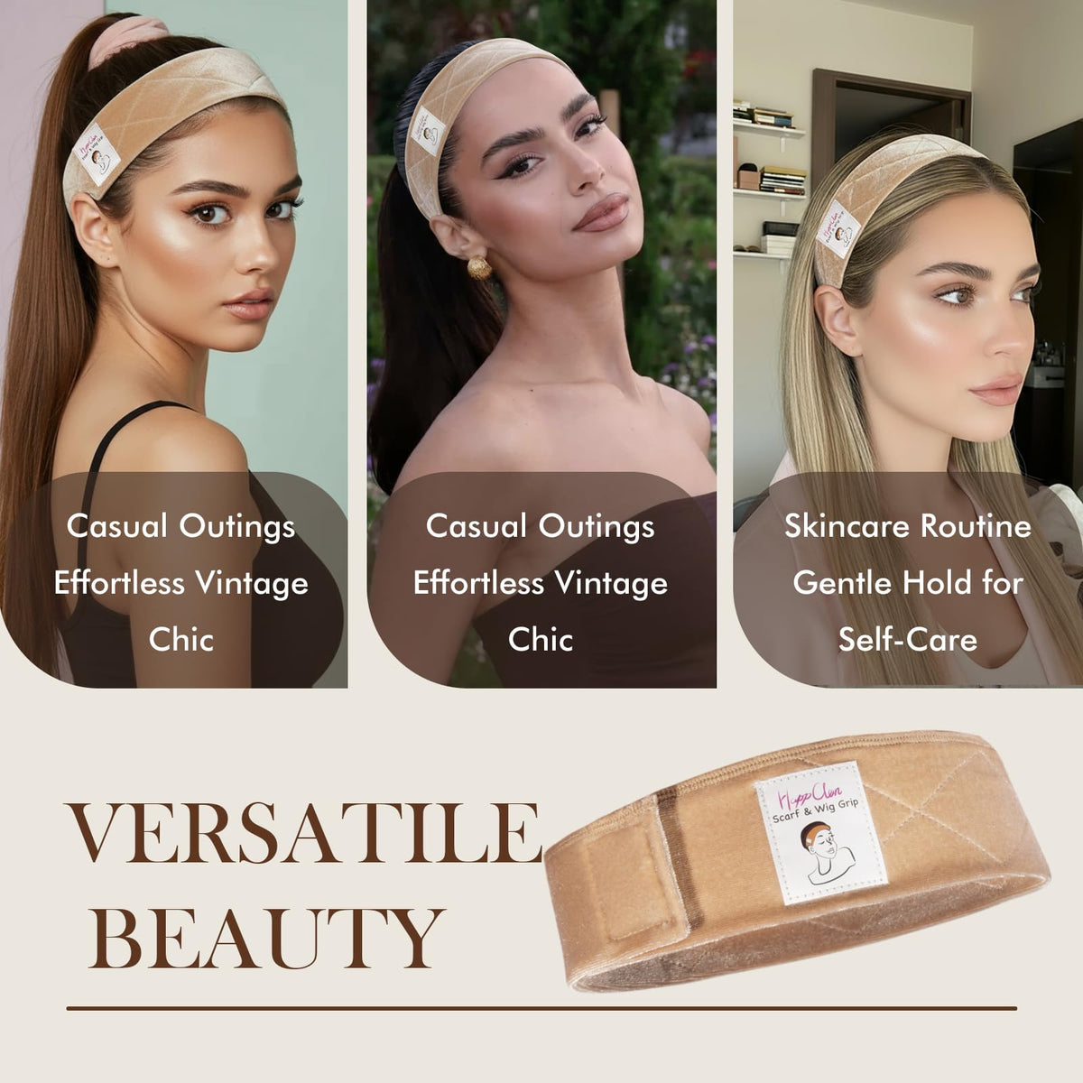 Complete set of two velvet wig grips and four mesh caps for secure daily wear.
