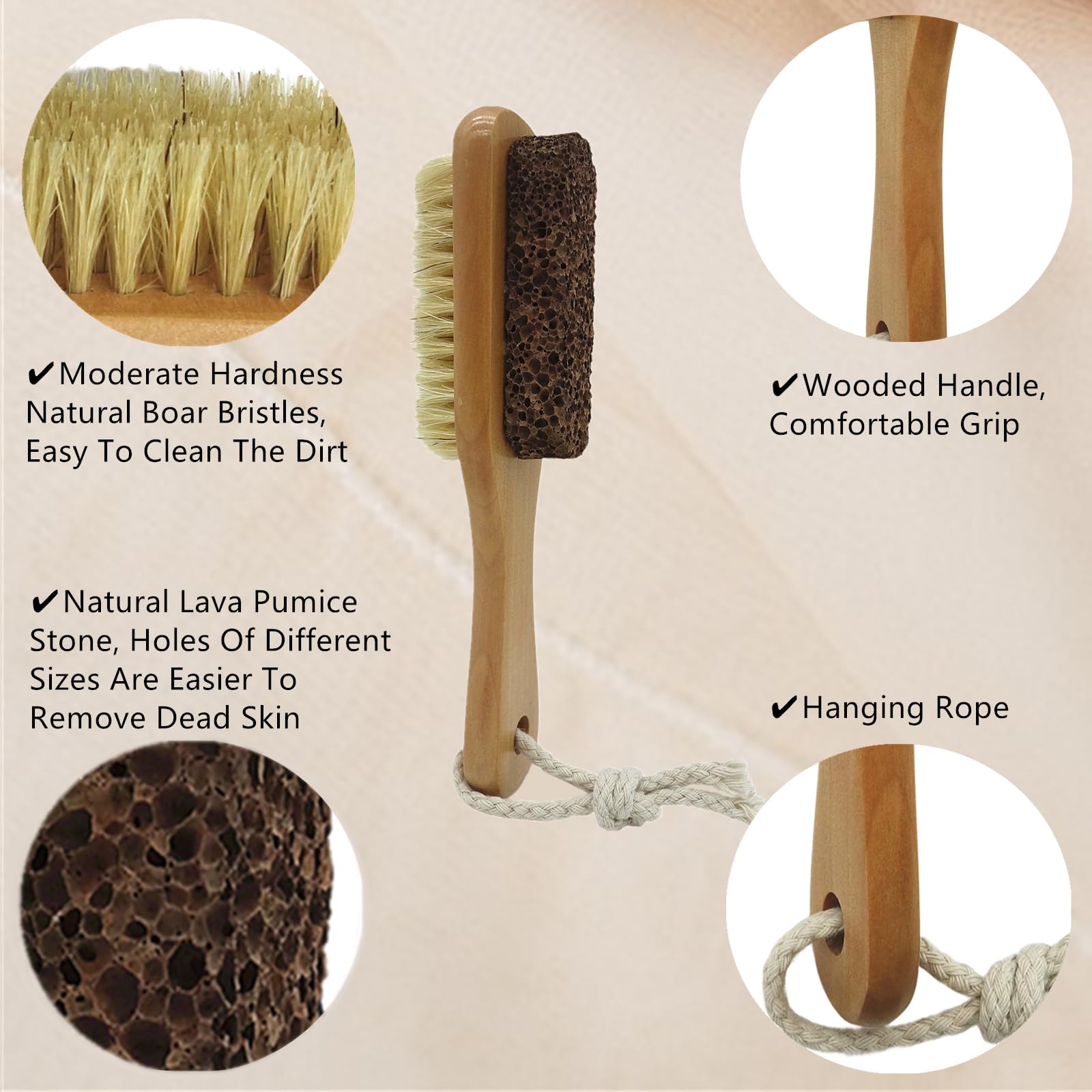 Close up of boar bristle brush on Yioyooda pedicure tool
