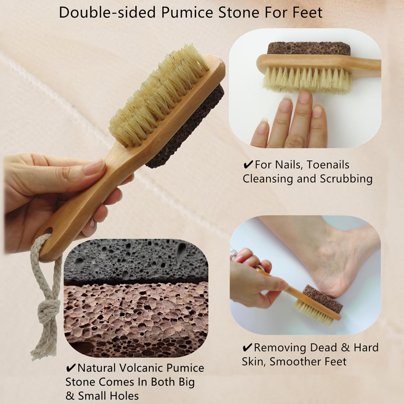 Side profile of Yioyooda lava stone and brush combo