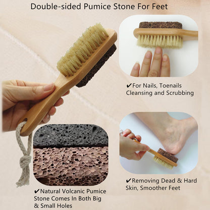 Side profile of Yioyooda lava stone and brush combo