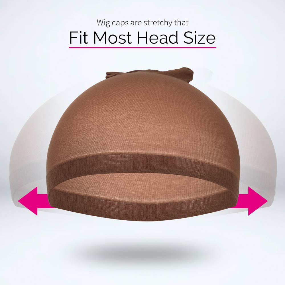 Four piece set of stretchy nylon wig caps for women