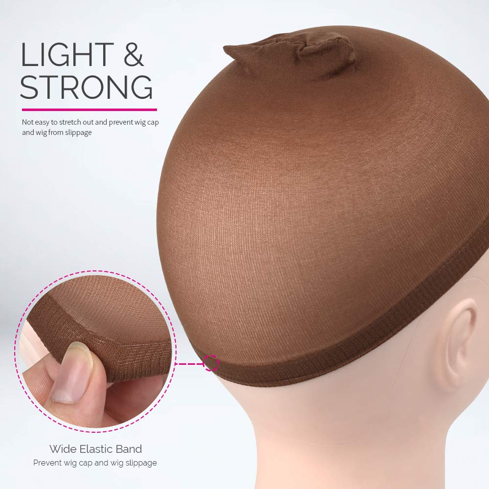Dark brown mesh net wig cap for secure wig installation