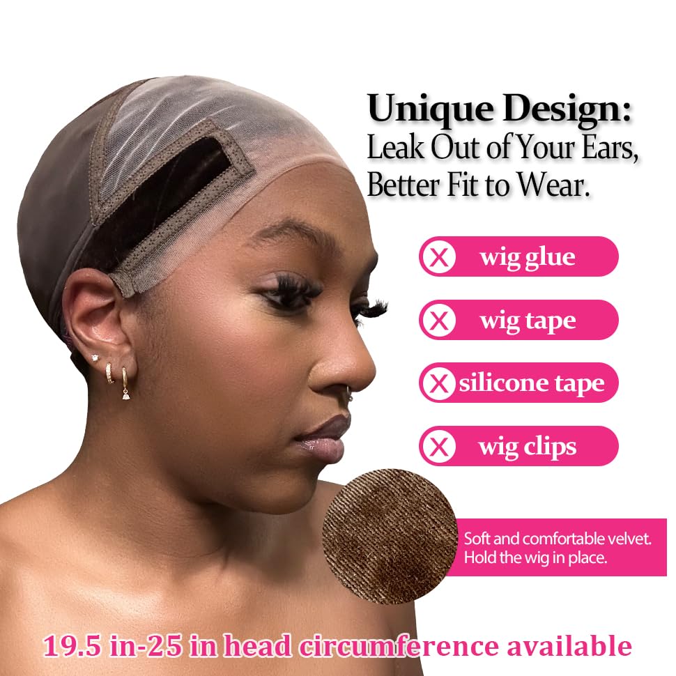 Back view of Labhairs glueless wig grip cap showcasing the adjustable hook-and-loop fastener strap