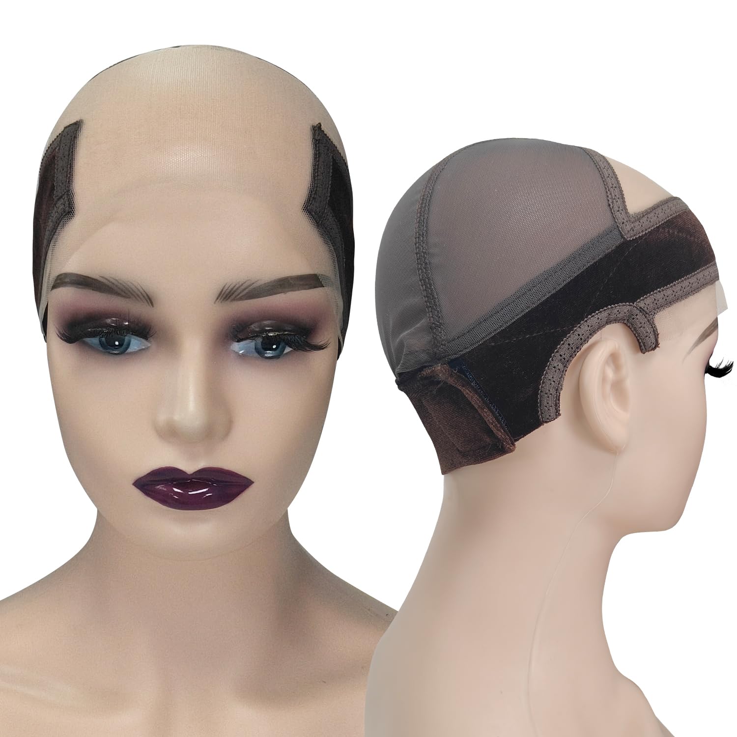Breathable brown mesh fabric and seams of the authentic Labhairs imported wig grip cap