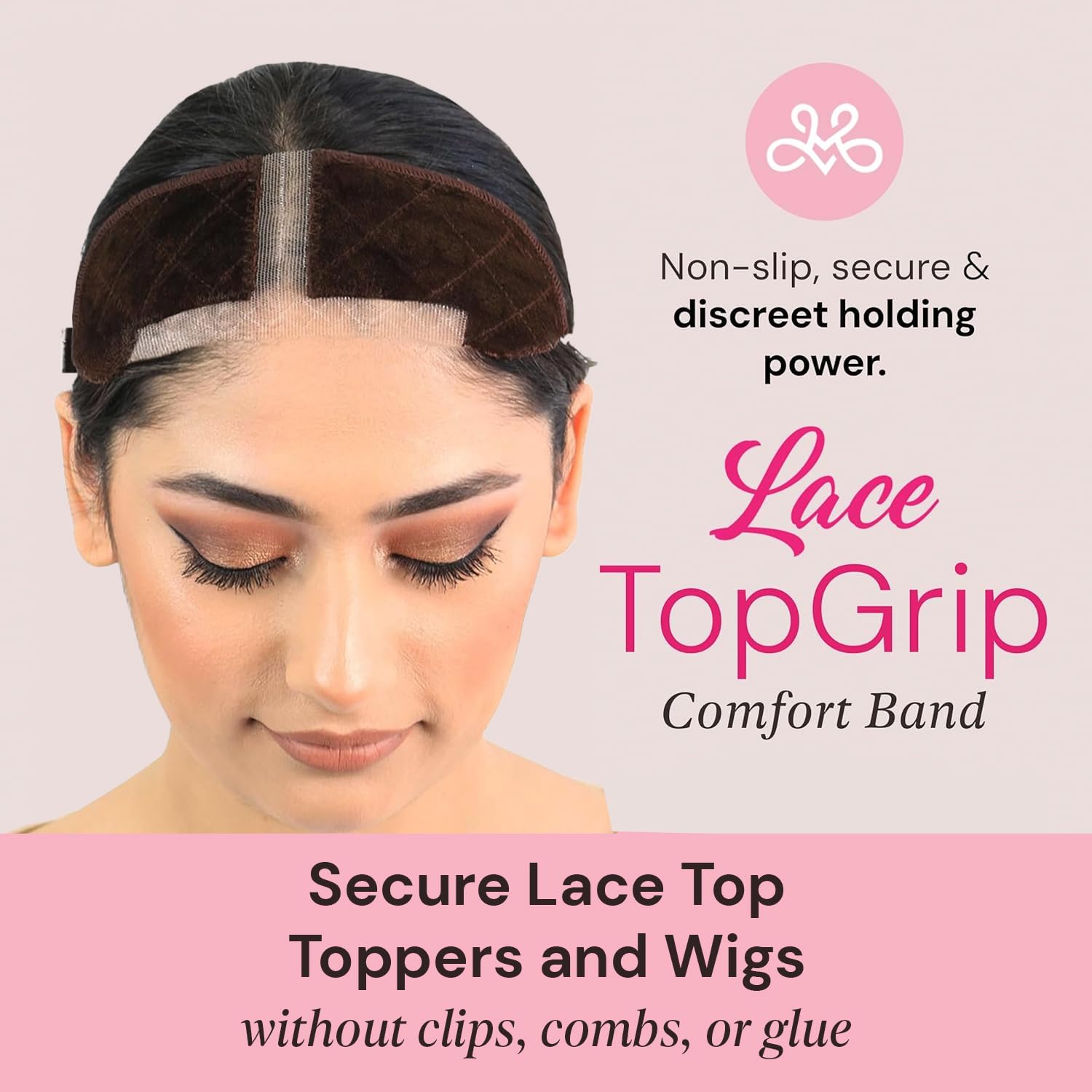 Front view of Milano Collection Lace TopGrip showing reinforced Swiss lace