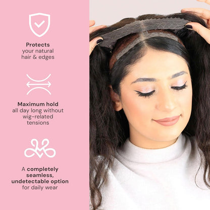 Side profile of Milano Collection velvet wig grip band