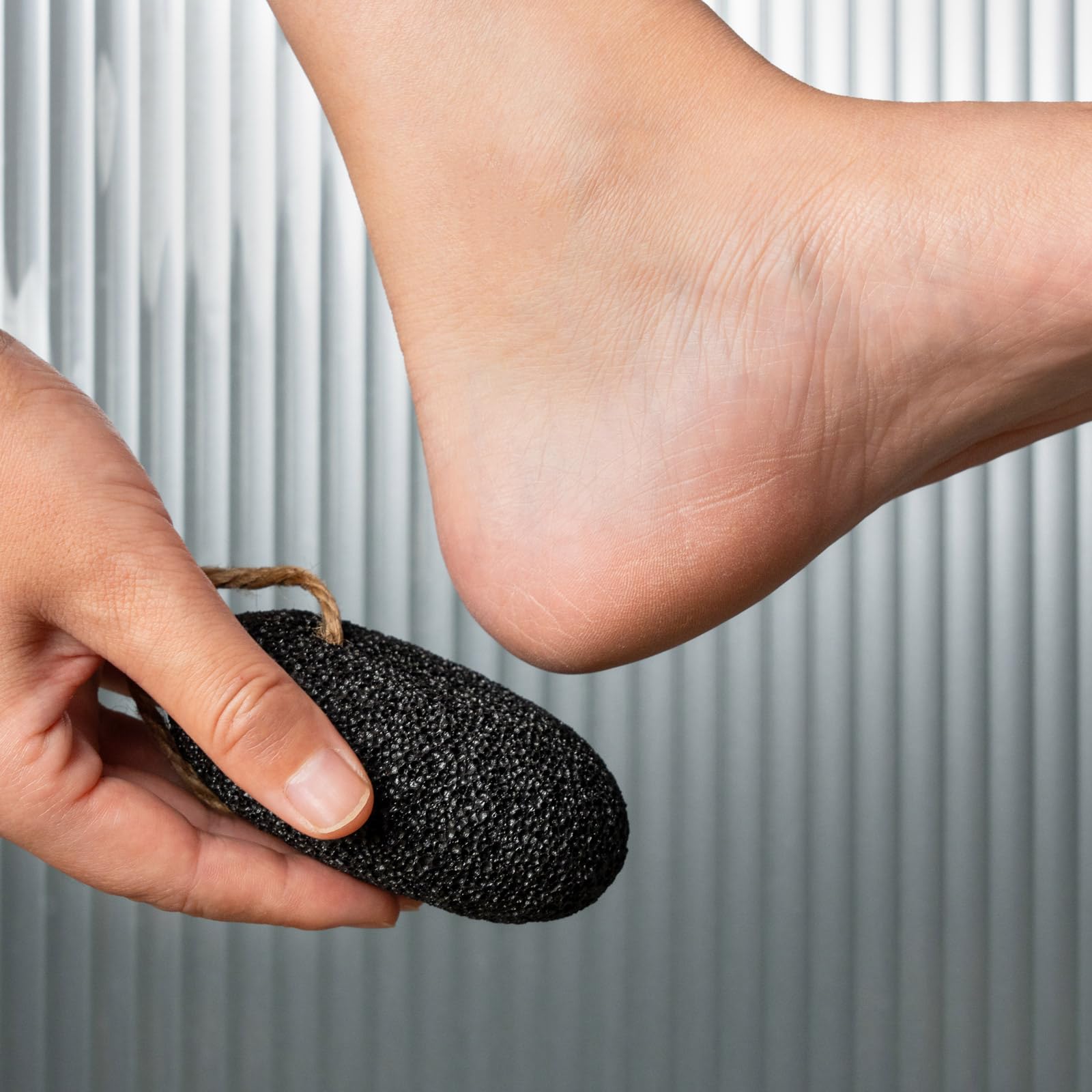 Two piece volcanic pumice set with hanging ropes