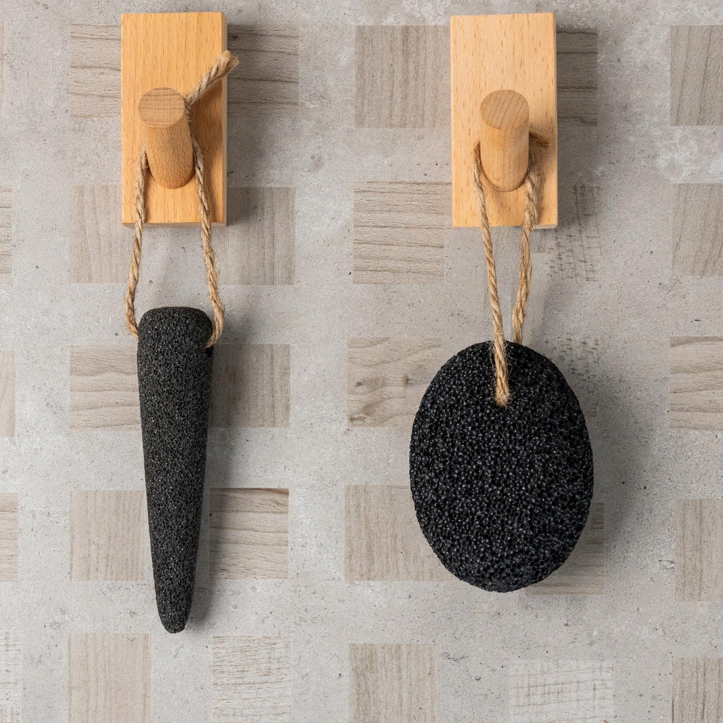 Natural volcanic pumice stone set in retail packaging