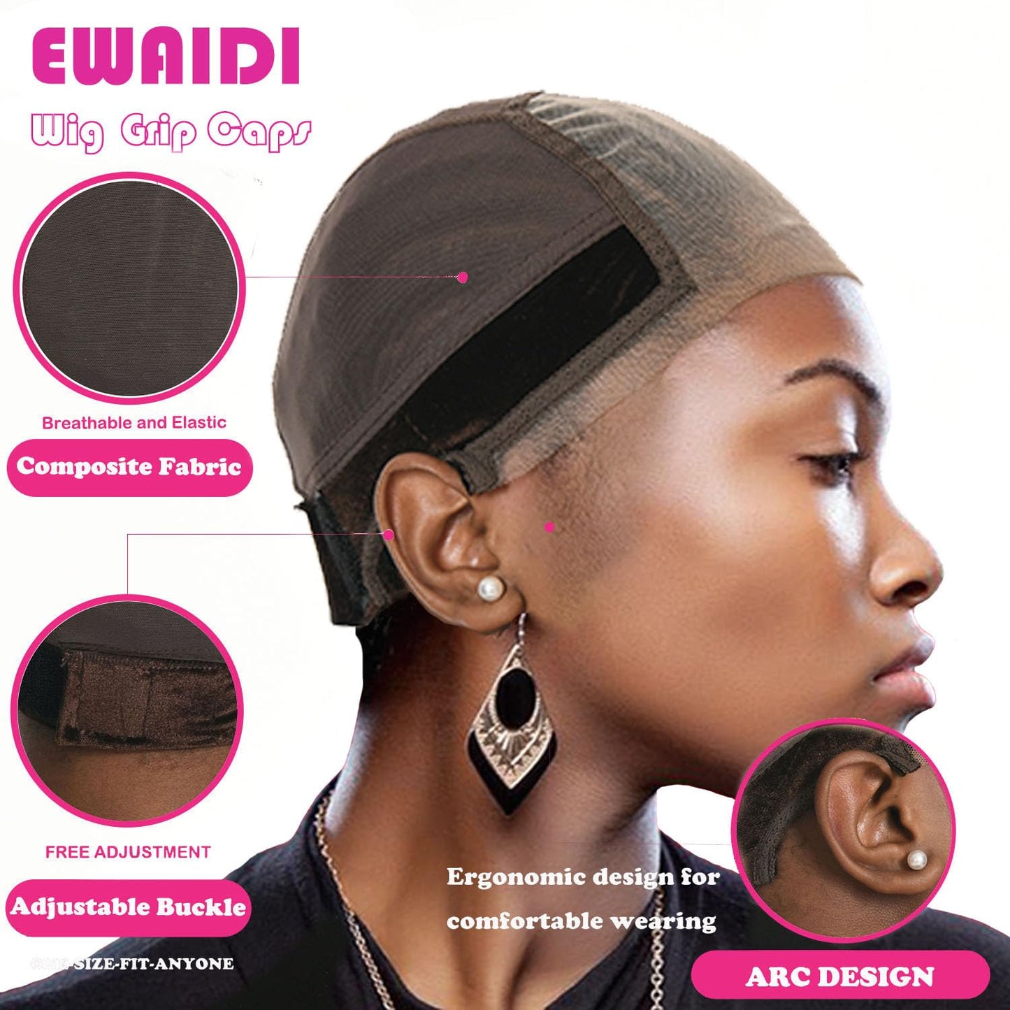Ewaidi glueless wig accessory on display