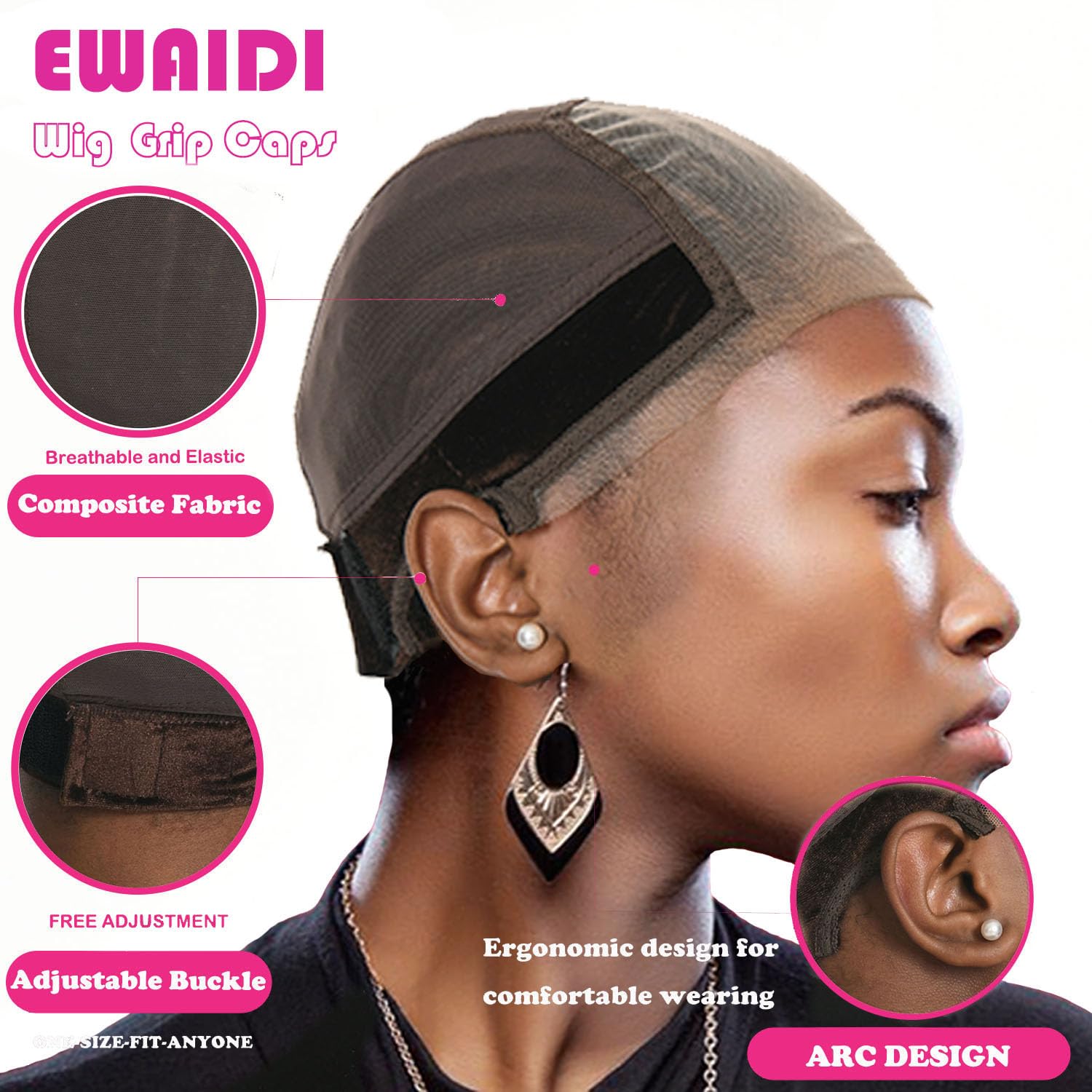 Ewaidi glueless wig accessory on display