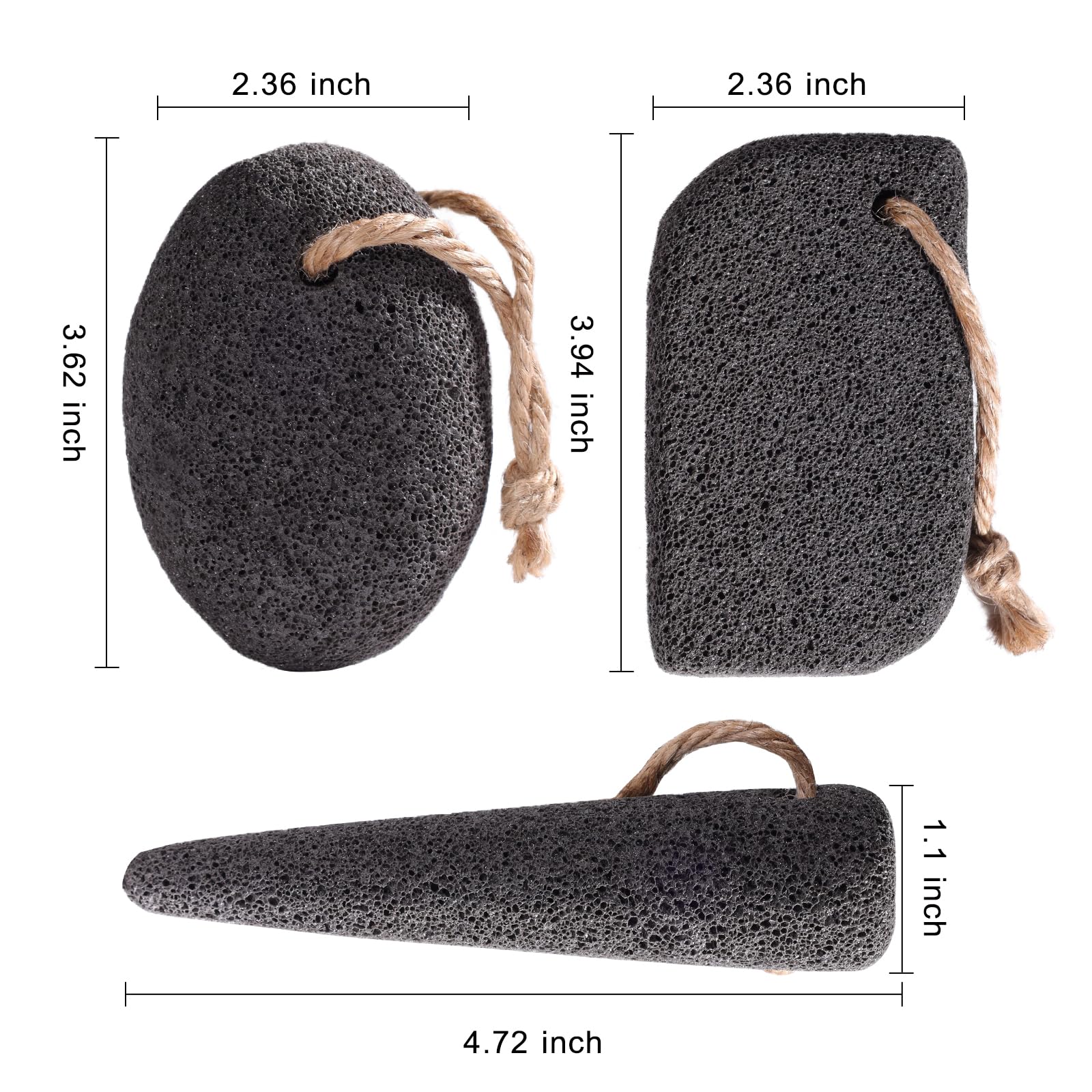 Three shaped pumice stones for deep foot cleansing