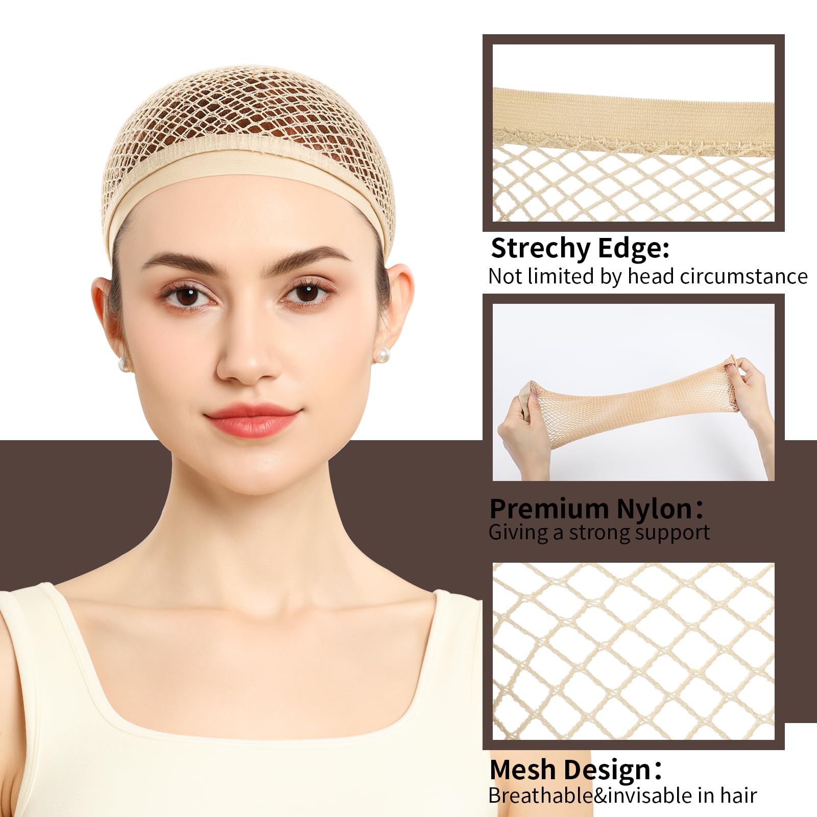 Fandamei 30 CM hair net for wigs stretchable nylon
