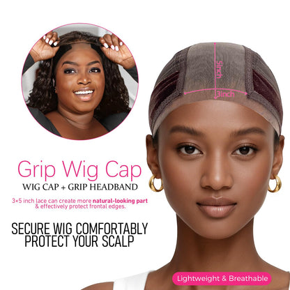 Labhairs wig cap showing non-slip velvet headband detail