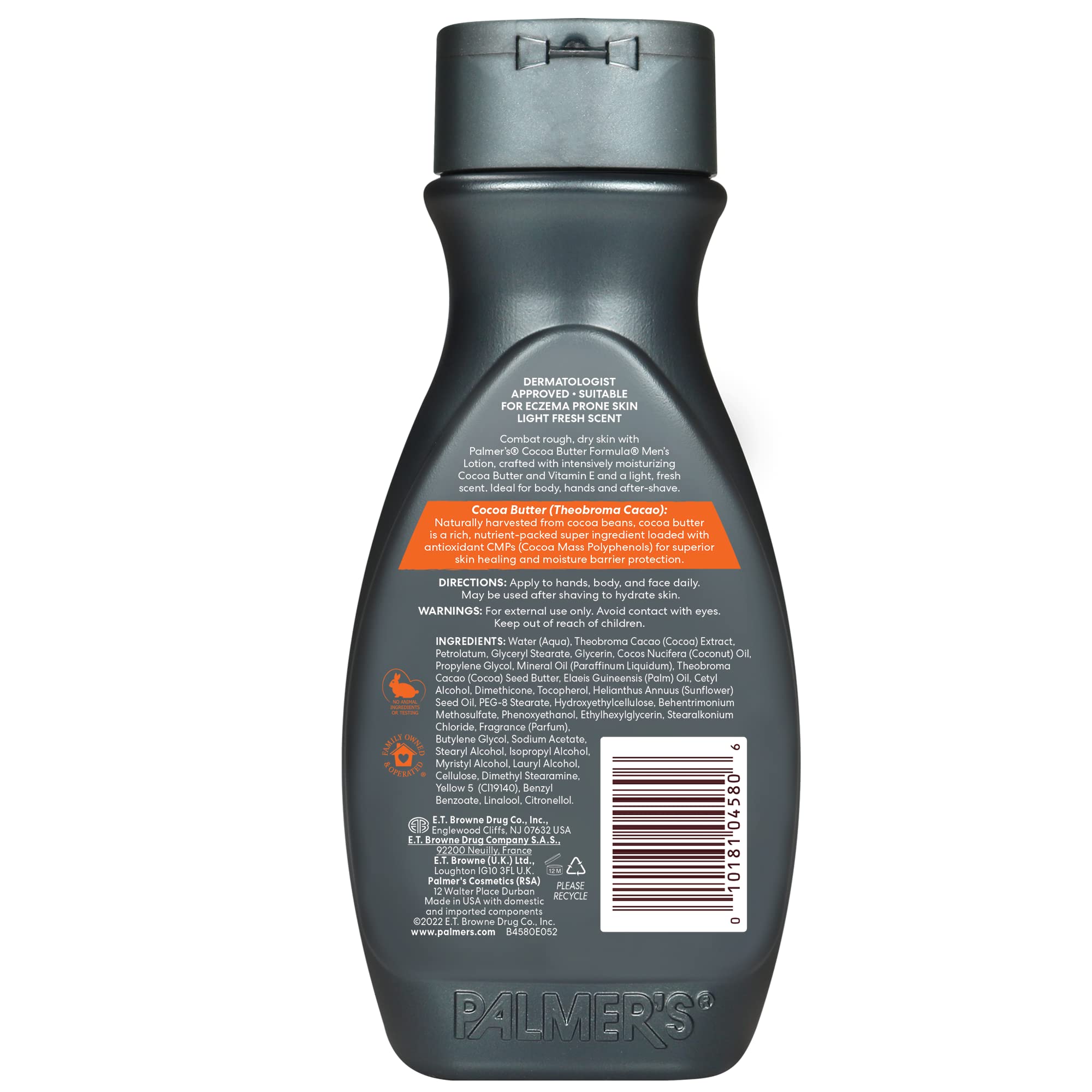 Back label of Palmer's Cocoa Butter Formula for men