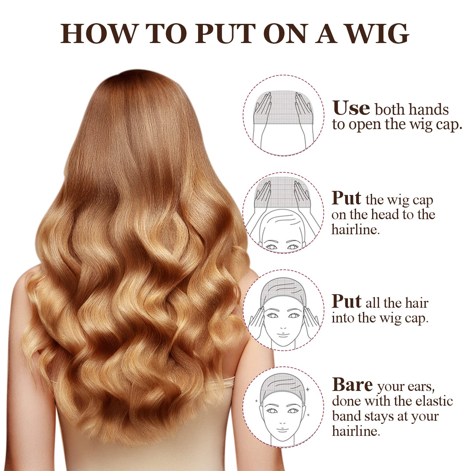 Morgles wig cap flat lay display