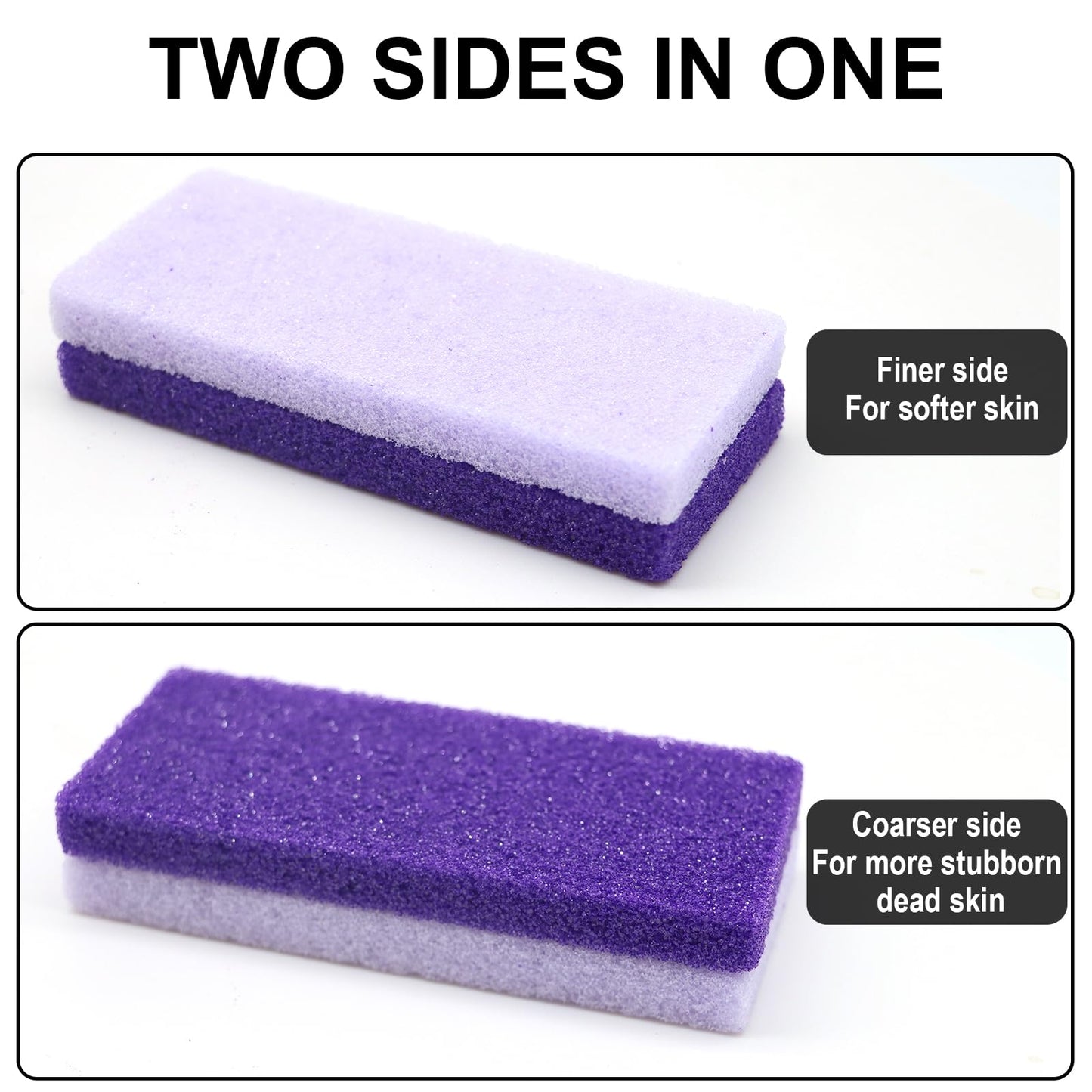 Usage demonstration of purple pumice stone for smooth heels
