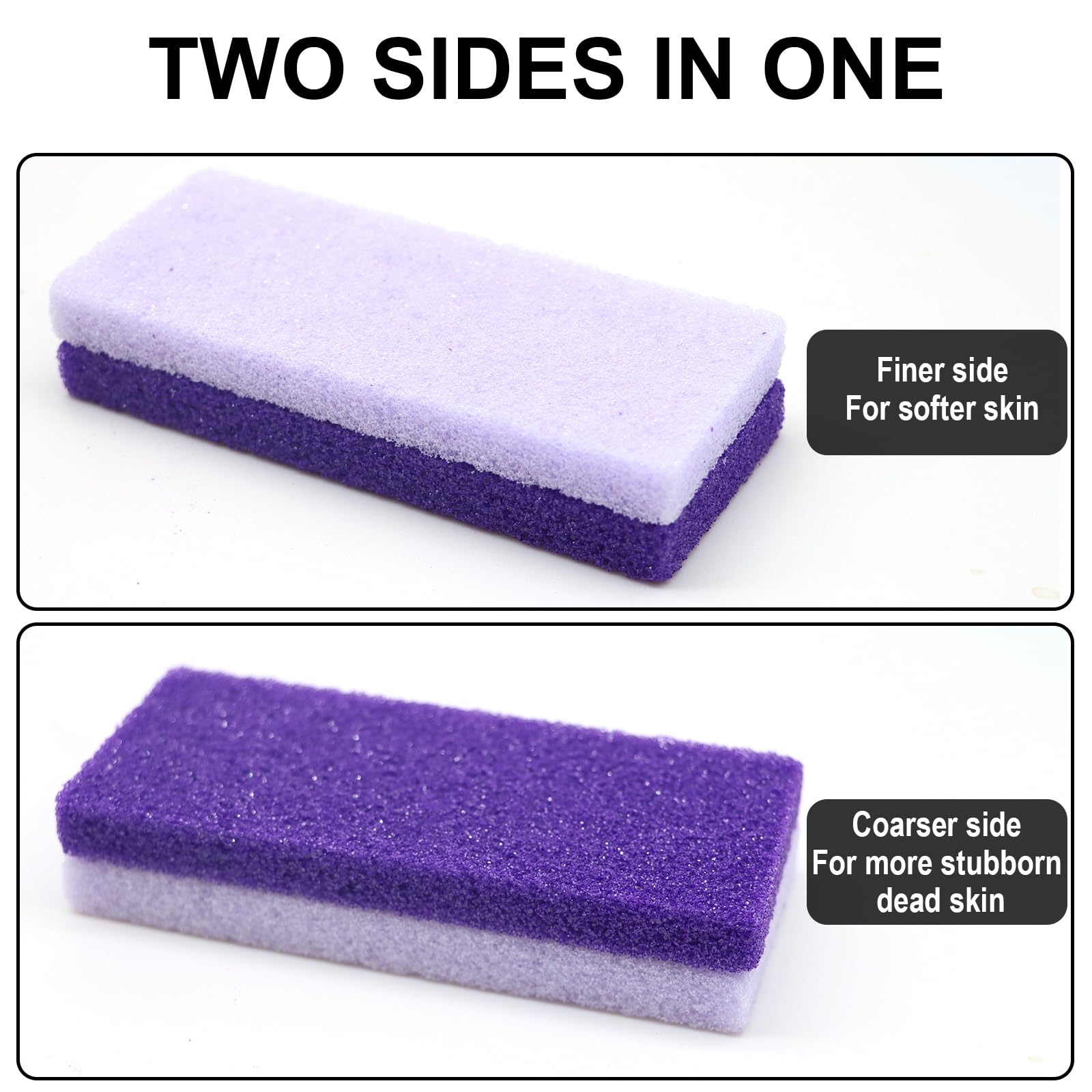 Usage demonstration of purple pumice stone for smooth heels
