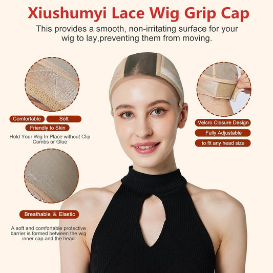 Adjustable velvet wig grip band detail