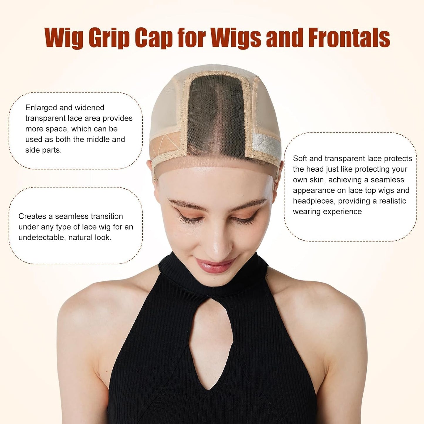 Lace front wig accessory cap on display