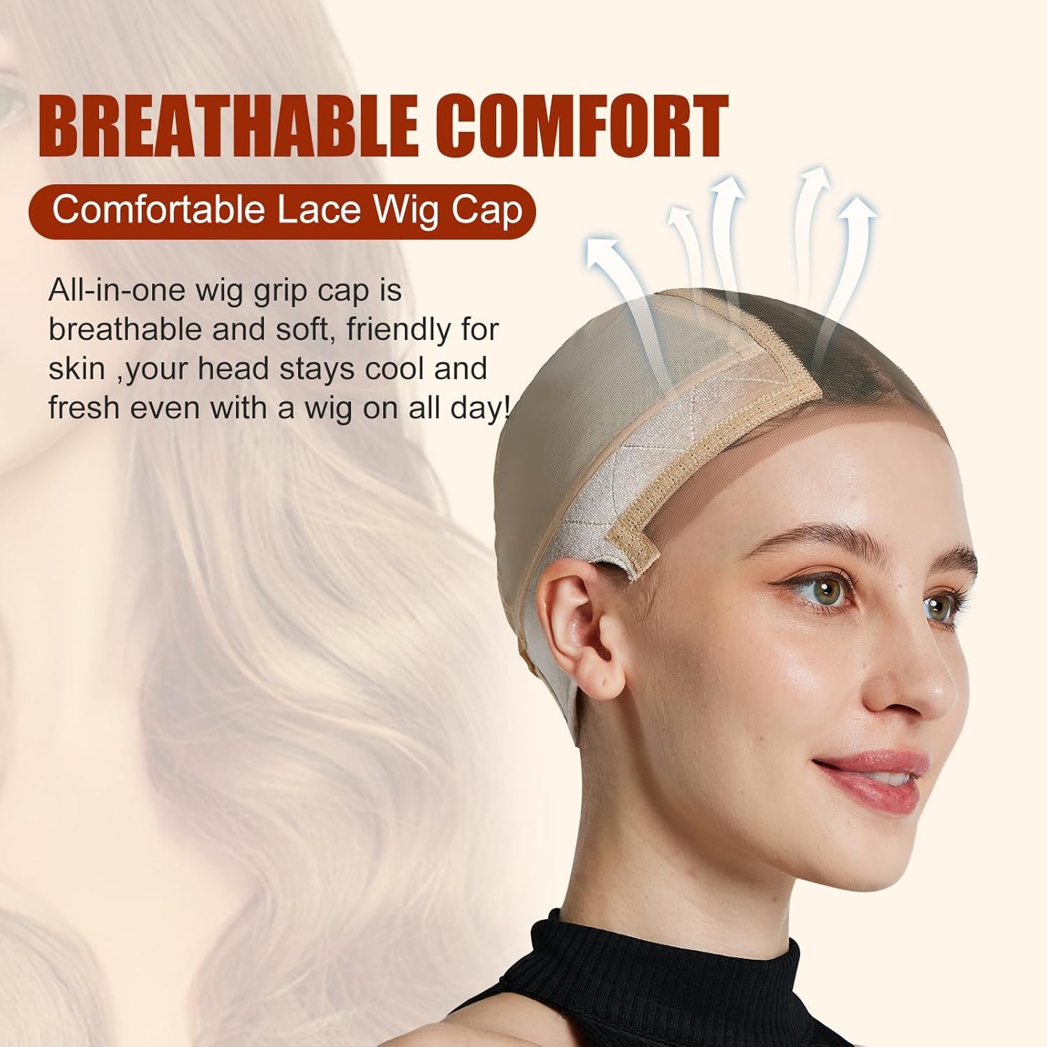 Comfortable non-slip lace wig cap interior