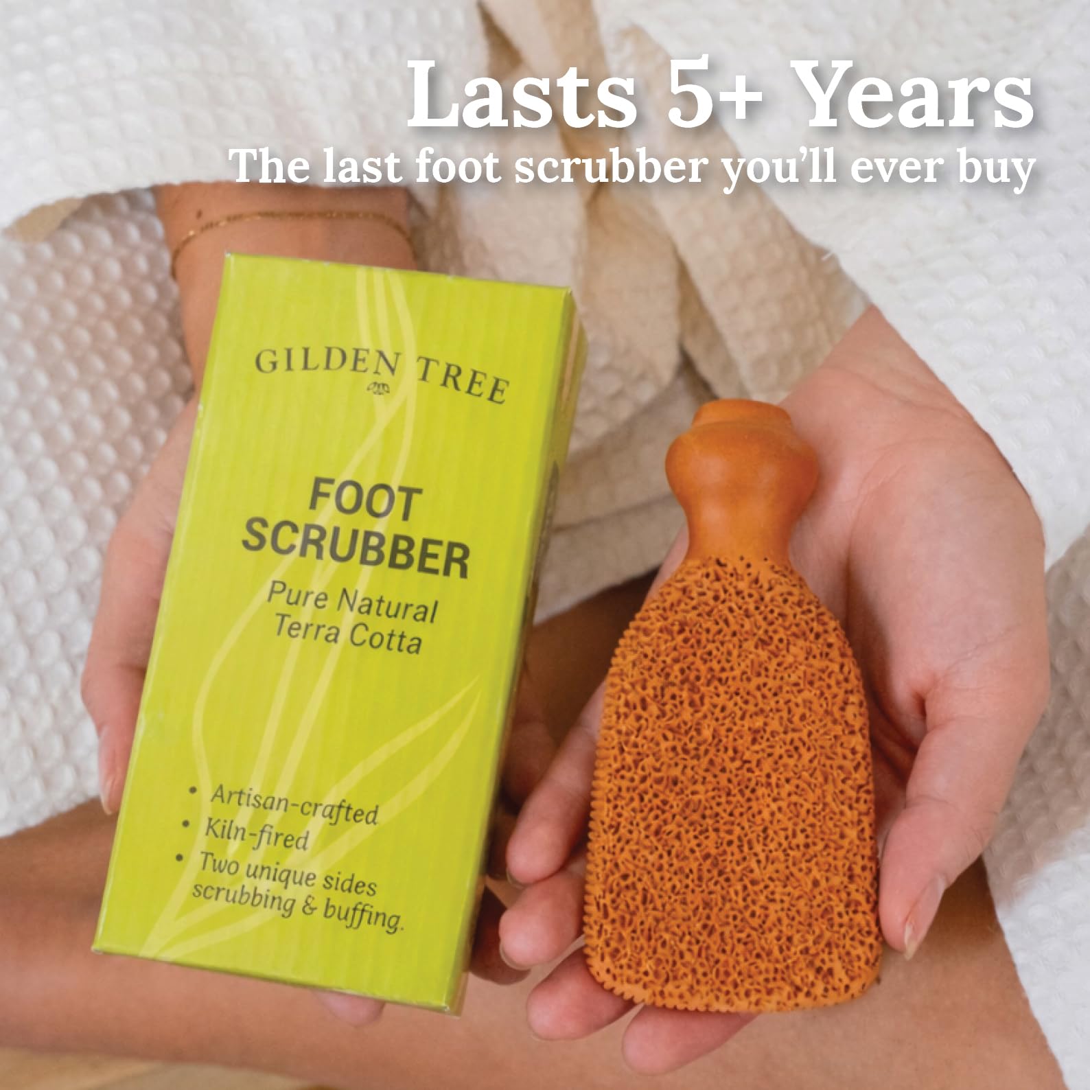 Close up of Gilden Tree natural clay foot scrubber texture