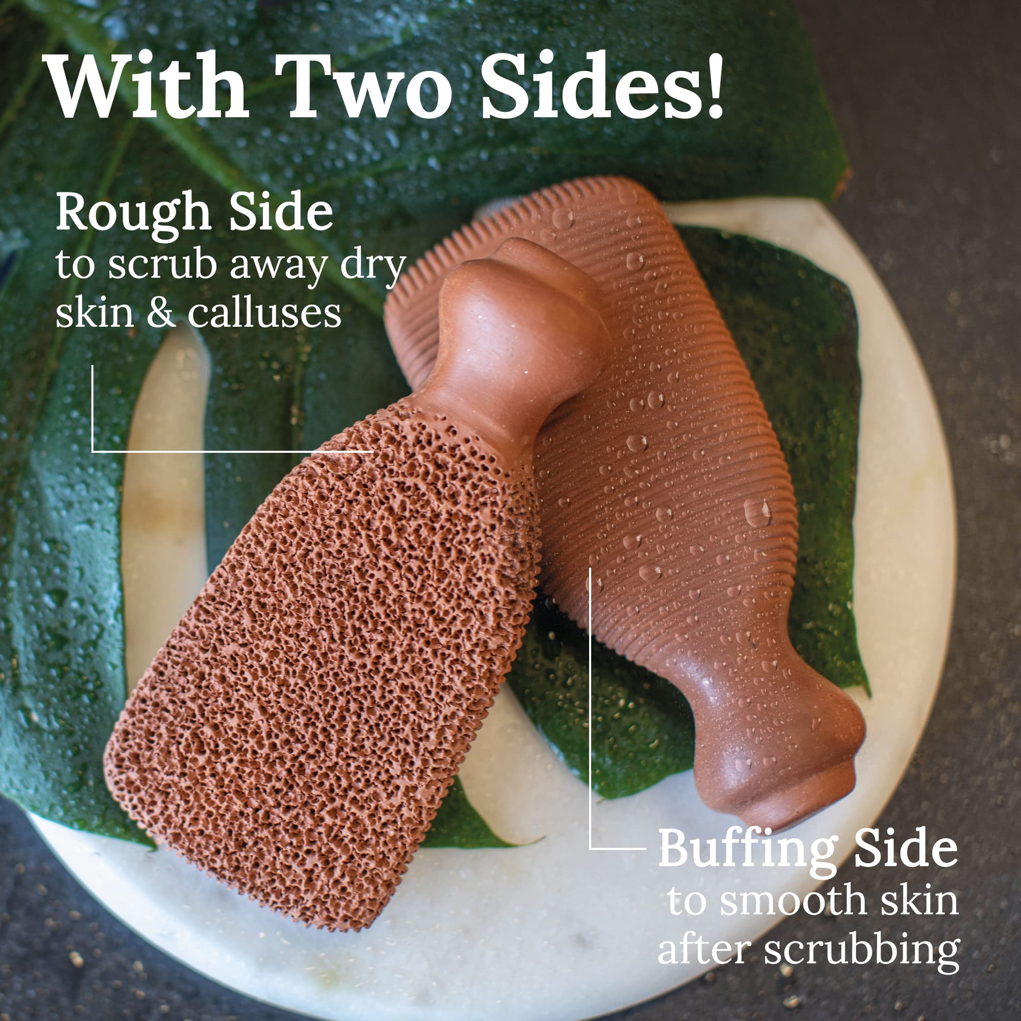 Side profile of Gilden Tree 2-sided terra cotta pumice stone