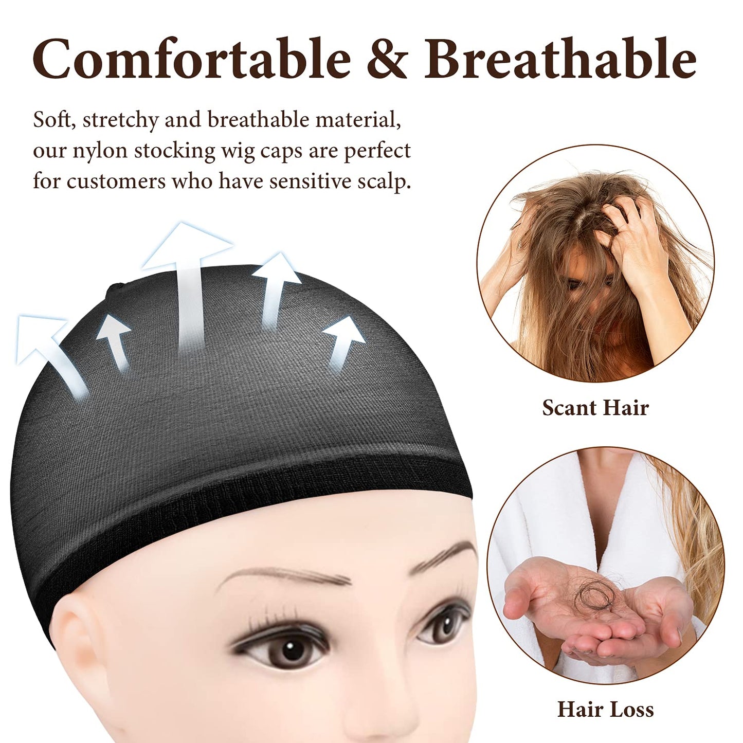 Close up of stretchy nylon wig cap material