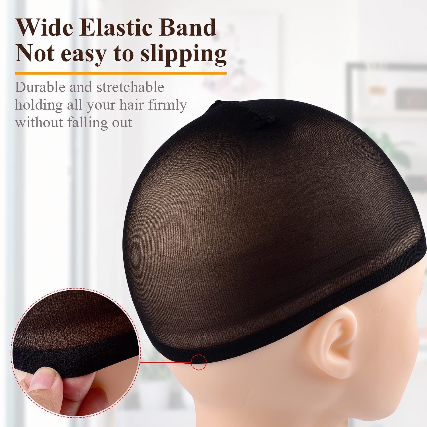 Morgles wig cap elastic band detail