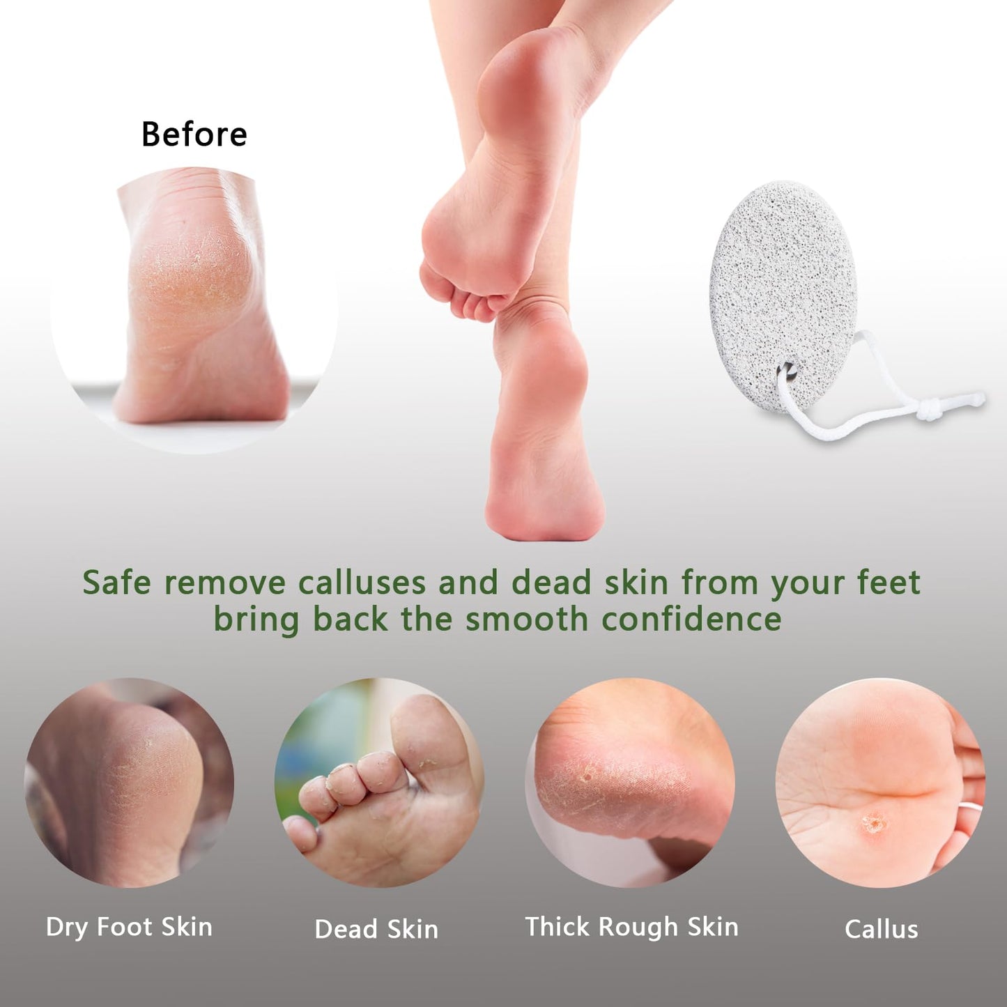 Person using Borogo lava stone on heel to remove dead skin